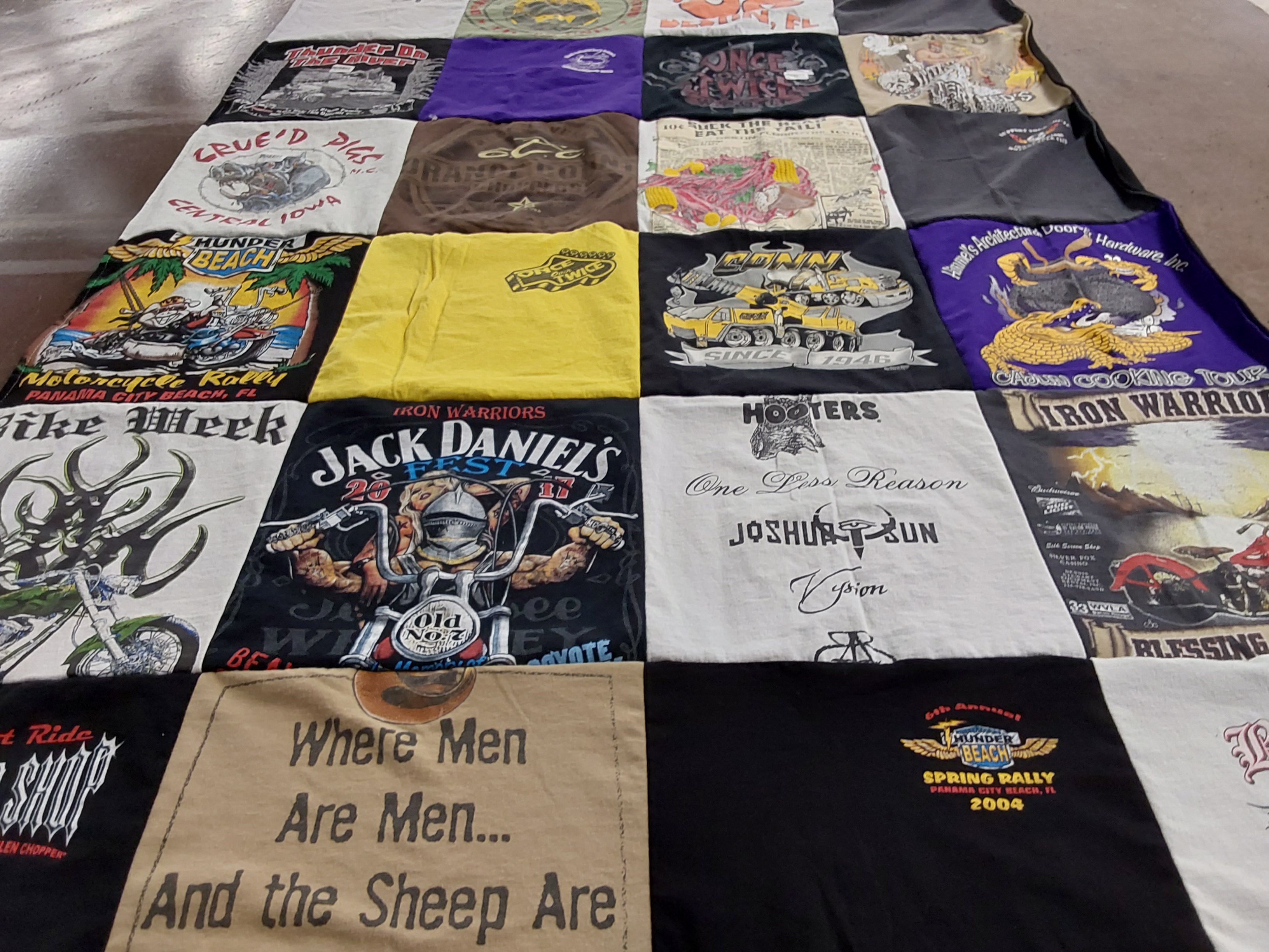 T-shirt quilt with motorcycles, events themes by Tina from AL