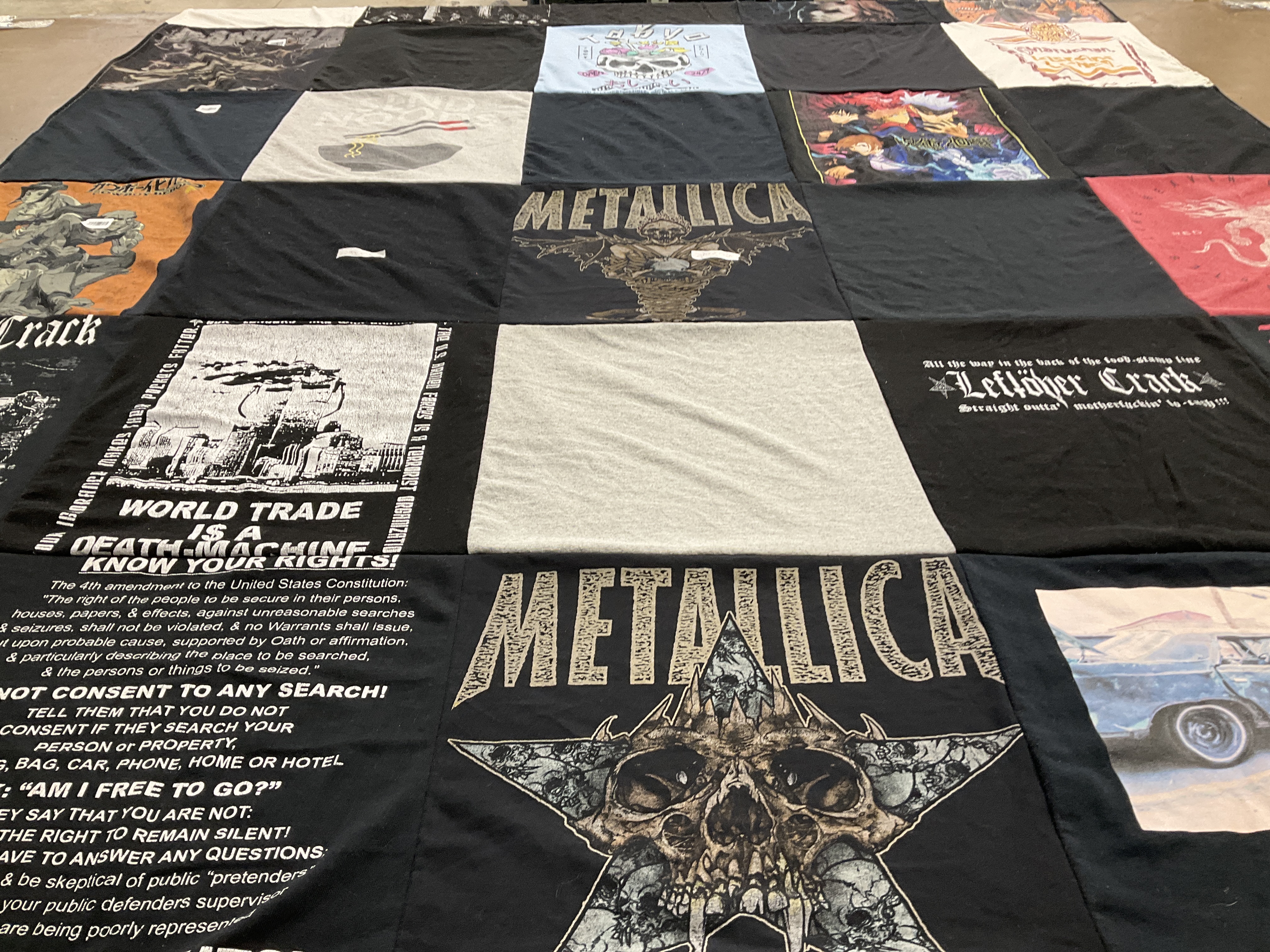 T-shirt quilt with music, politics themes by Bobbie from PA