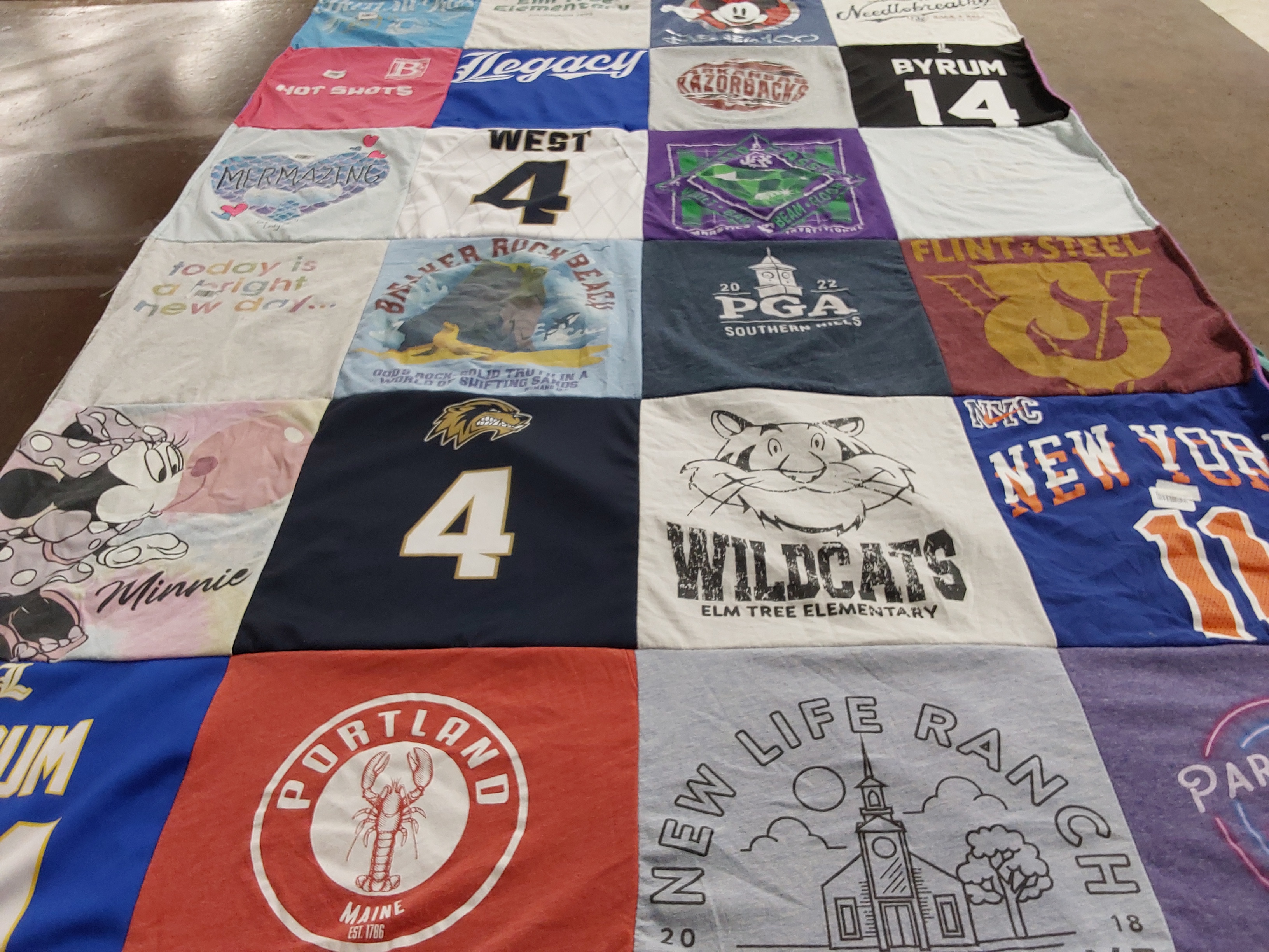 T-shirt quilt featuring wildcats, razorback by Julia from AR