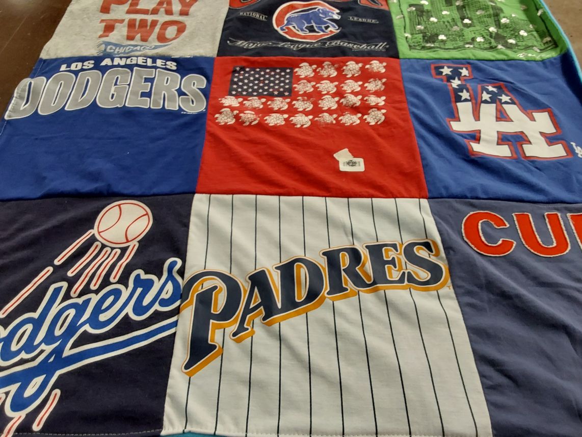 T-shirt quilt featuring los angeles dodgers, chicago cubs by Rhonda from CA