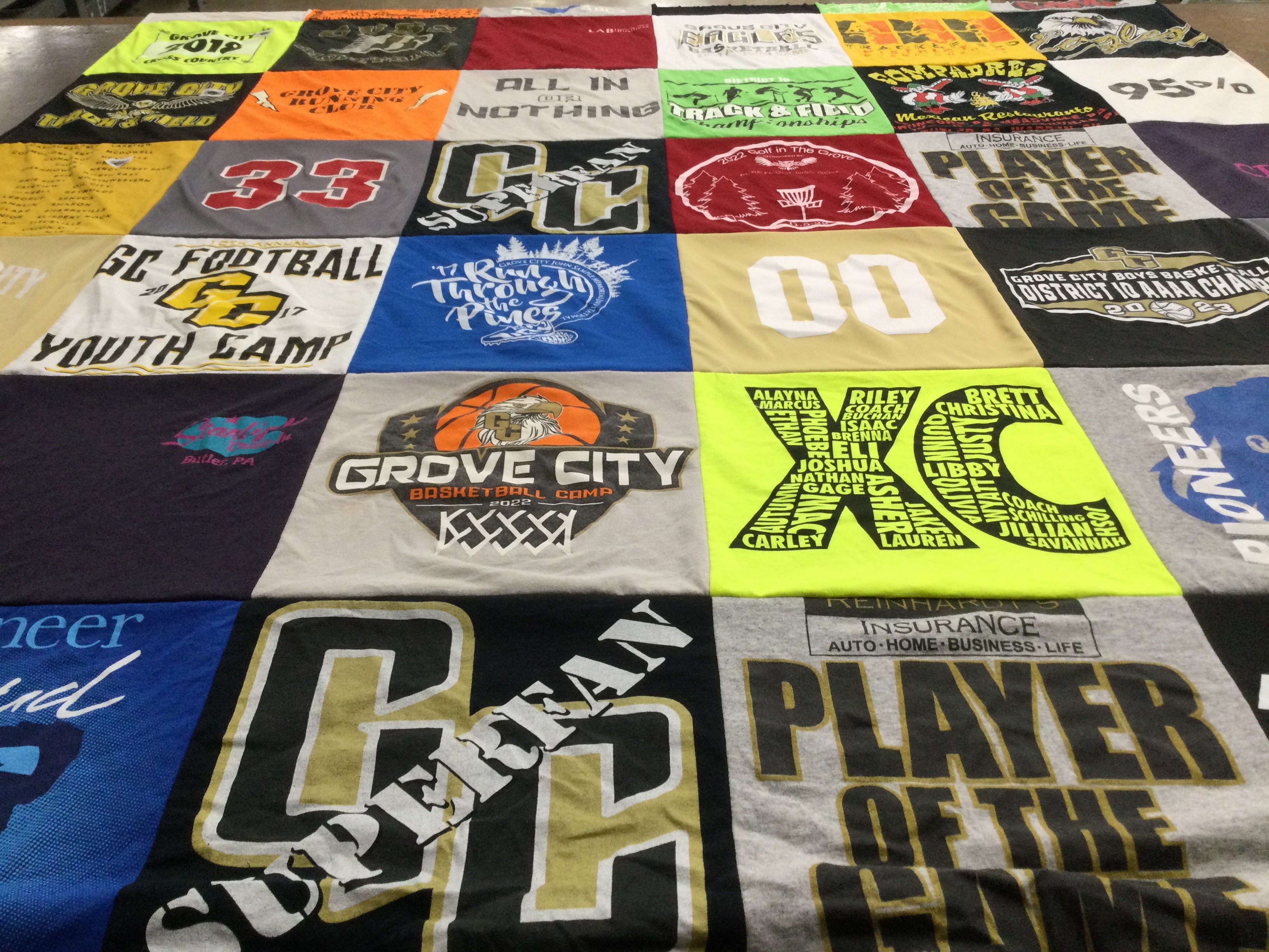 T-shirt quilt featuring grove city basketball team, grove city football team by deb from PA