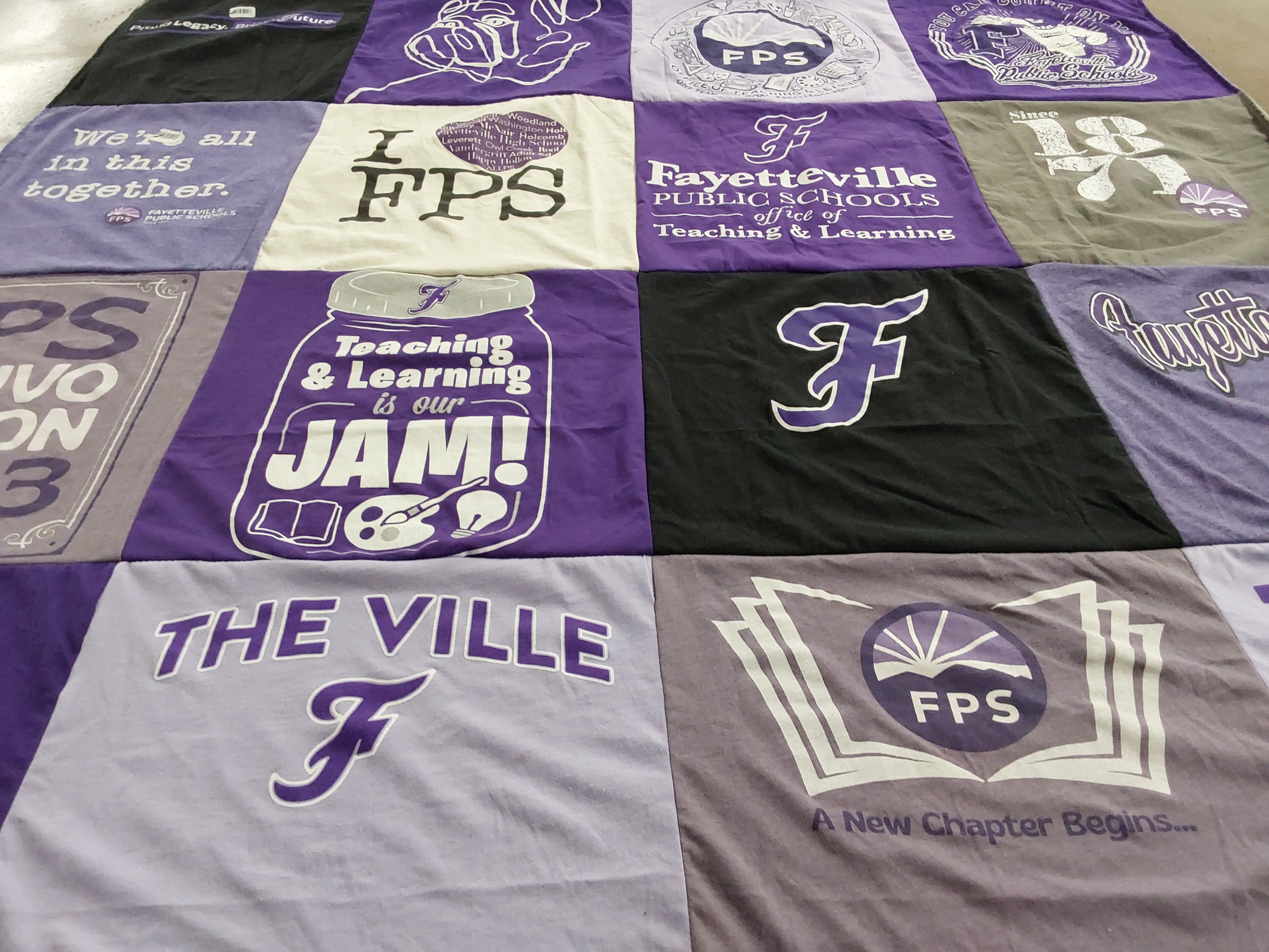 T-shirt quilt from fayetteville public schools by Janice from AR