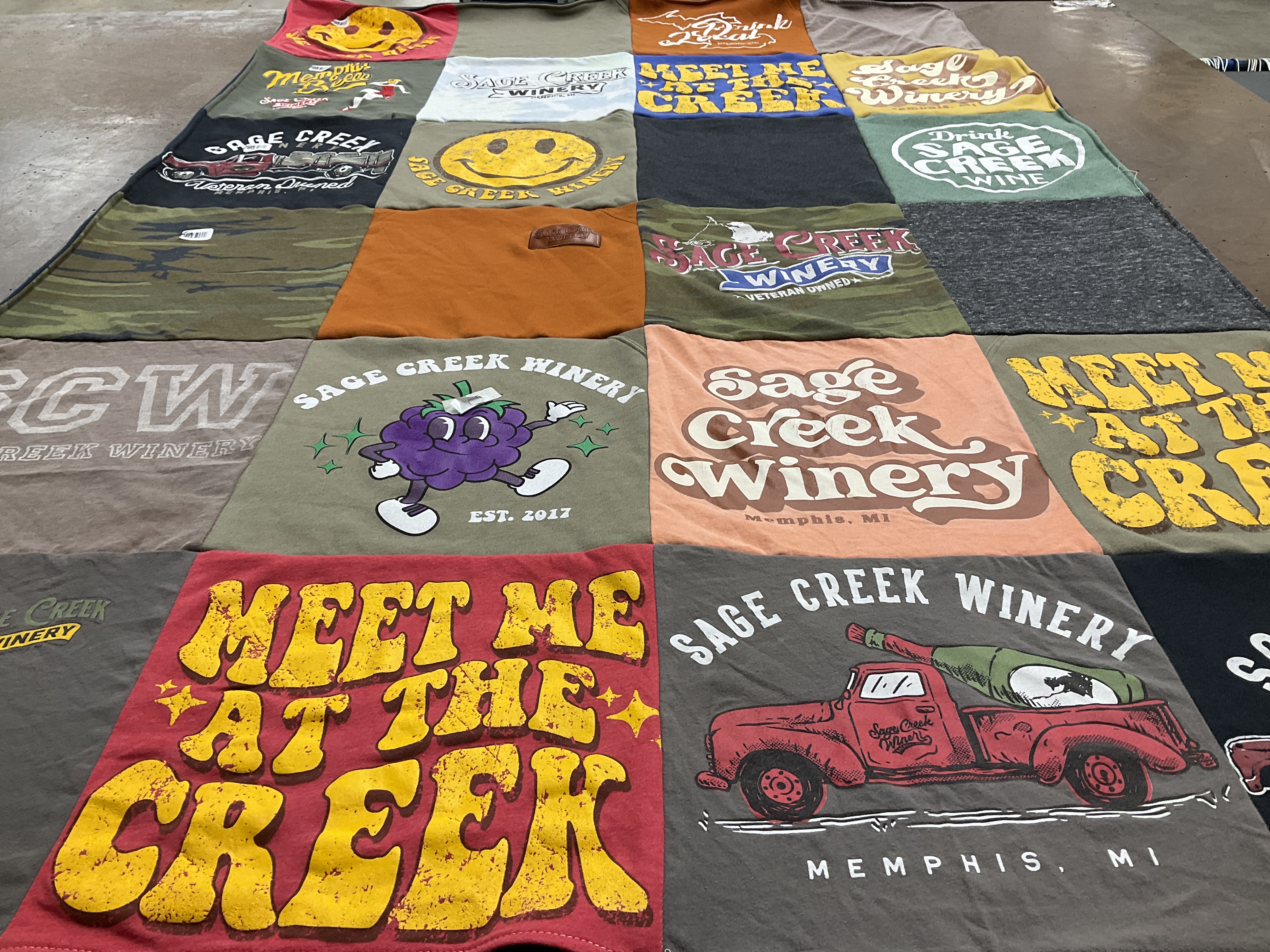 T-shirt quilt with winery, drinking themes by Richele from MI