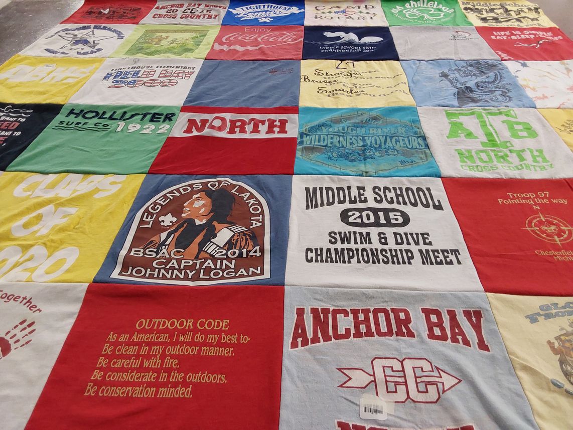 T-shirt quilt featuring north high school, anchor bay high school by Jason from MI