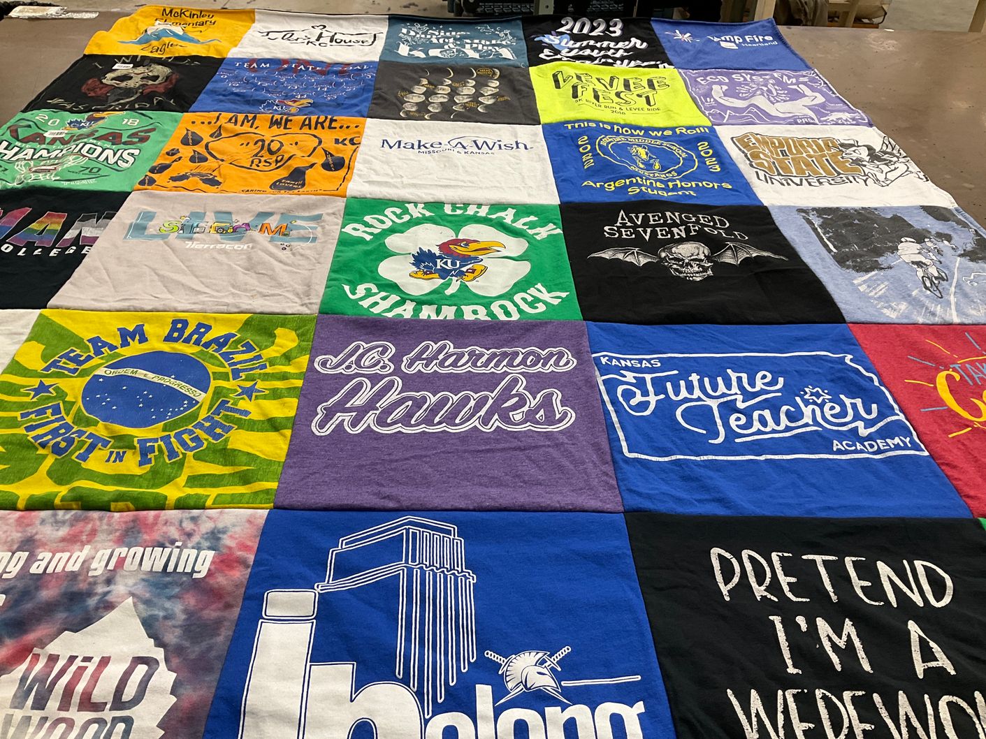 T-shirt quilt featuring j.c. harmon hawks by Joseph from KS