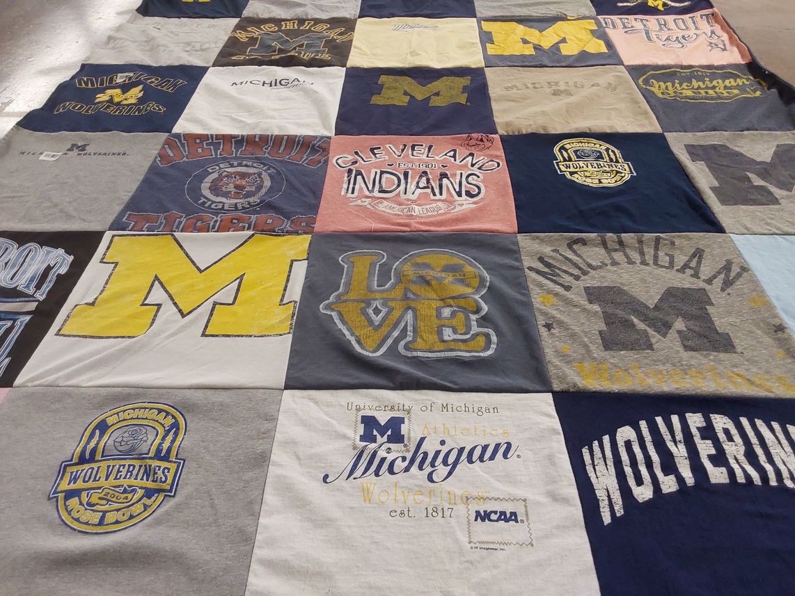 T-shirt quilt featuring university of michigan wolverines by TERESA from OH