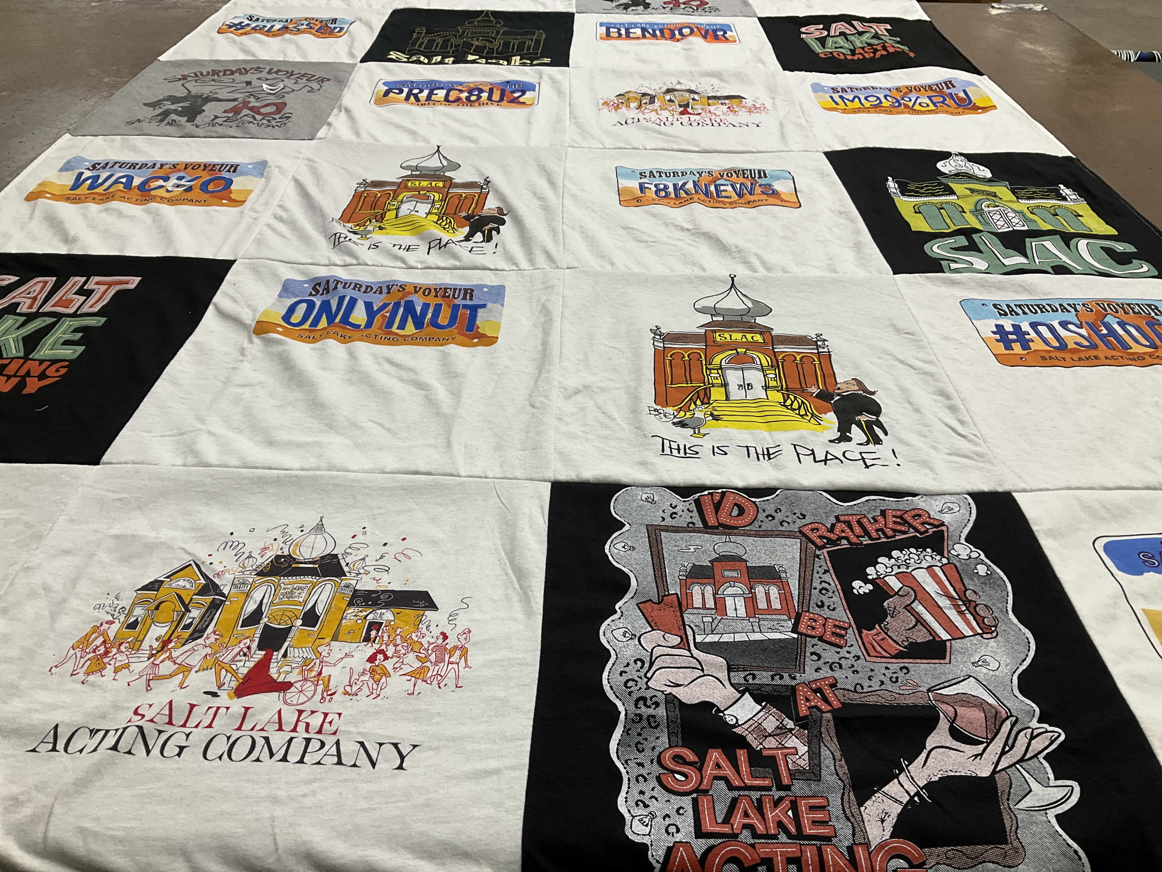T-shirt quilt with theater, acting themes by bonnie from UT
