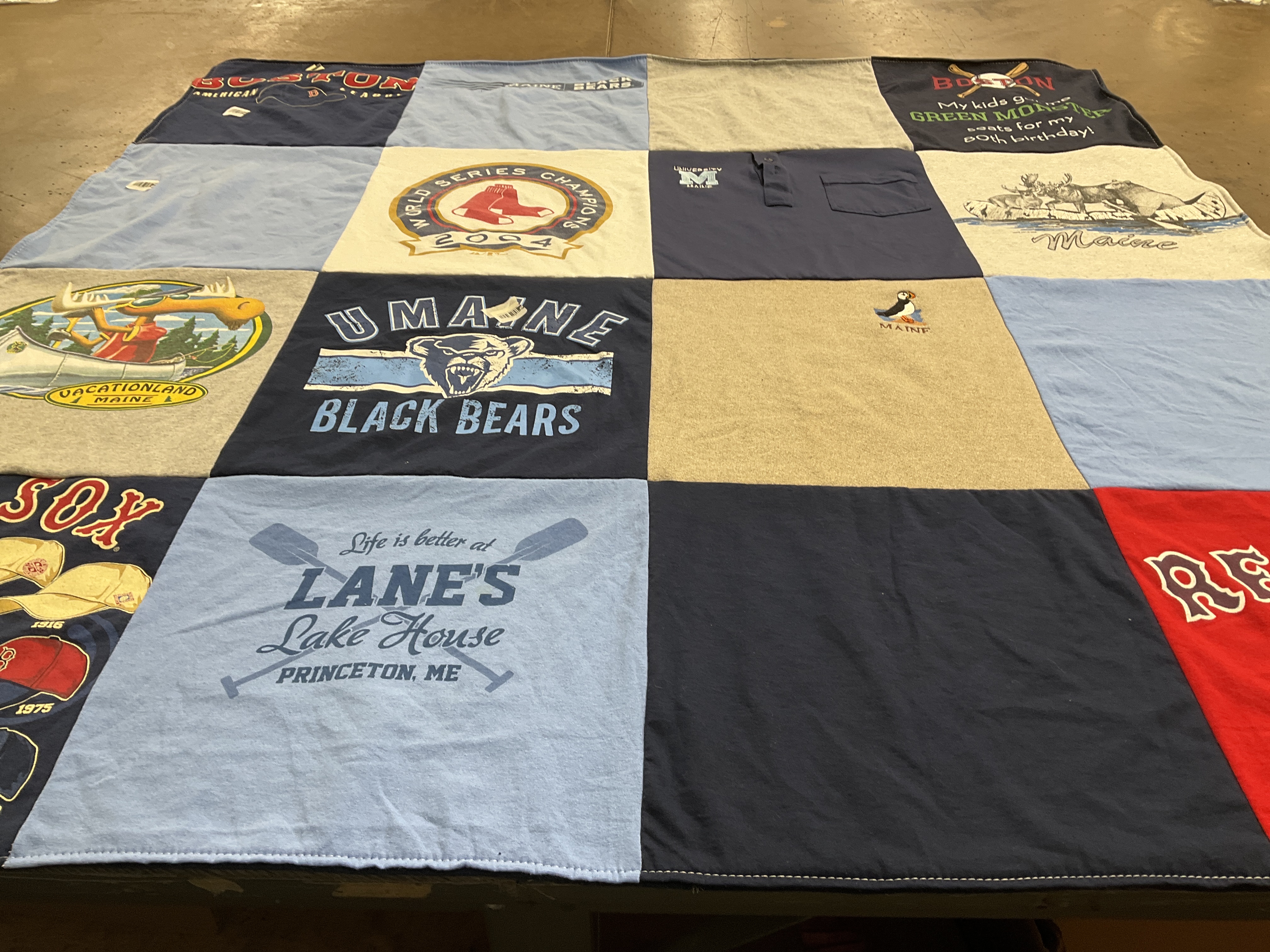 T-shirt quilt featuring university of maine black bears, boston red sox by Kimberley from GA