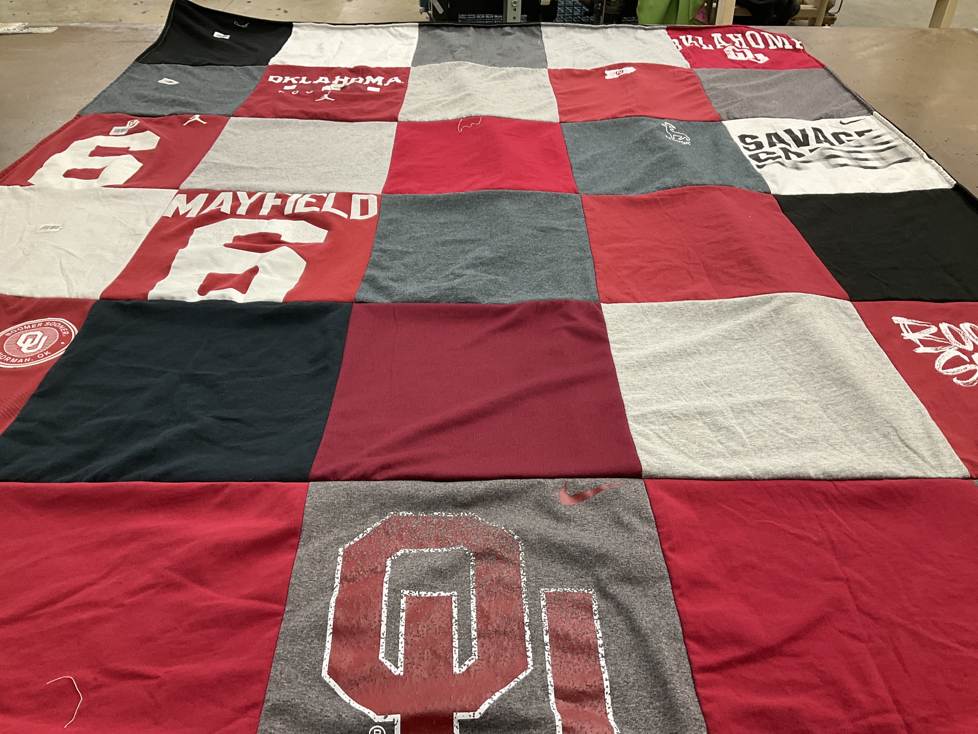T-shirt quilt from university of oklahoma by Jennifer from ME