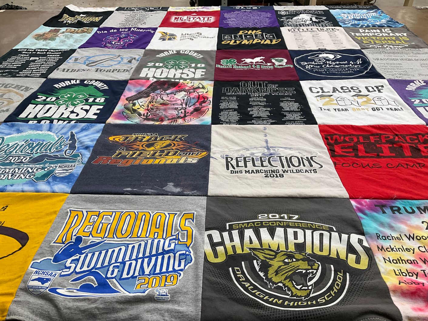 T-shirt quilt from drauugh high school by Jennifer from NC