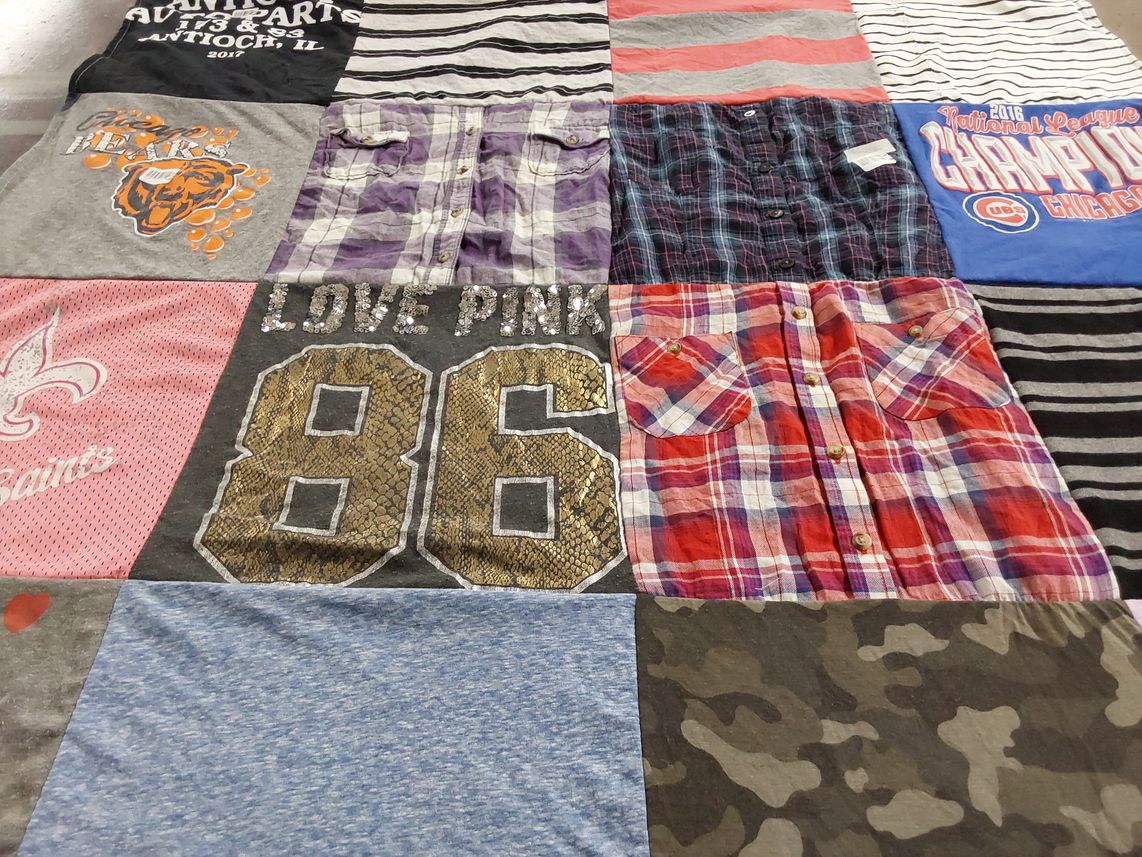 T-shirt quilt with sports themes by MARANDA-NICOLE from IL