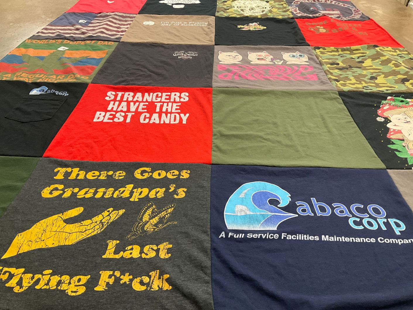 T-shirt quilt with humor, family themes by Amanda from NJ