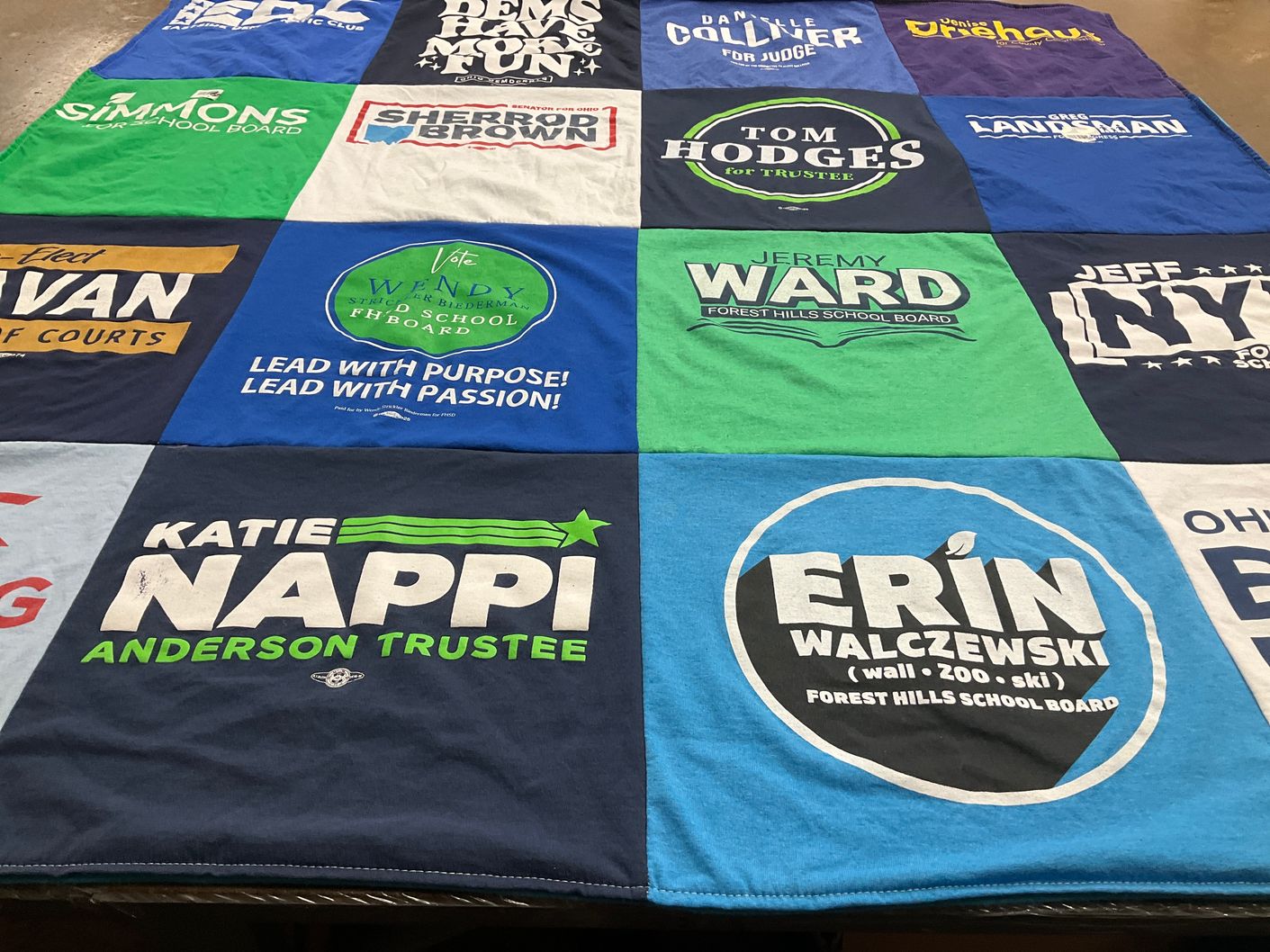 T-shirt quilt from forest hills school board by Maureen from OH
