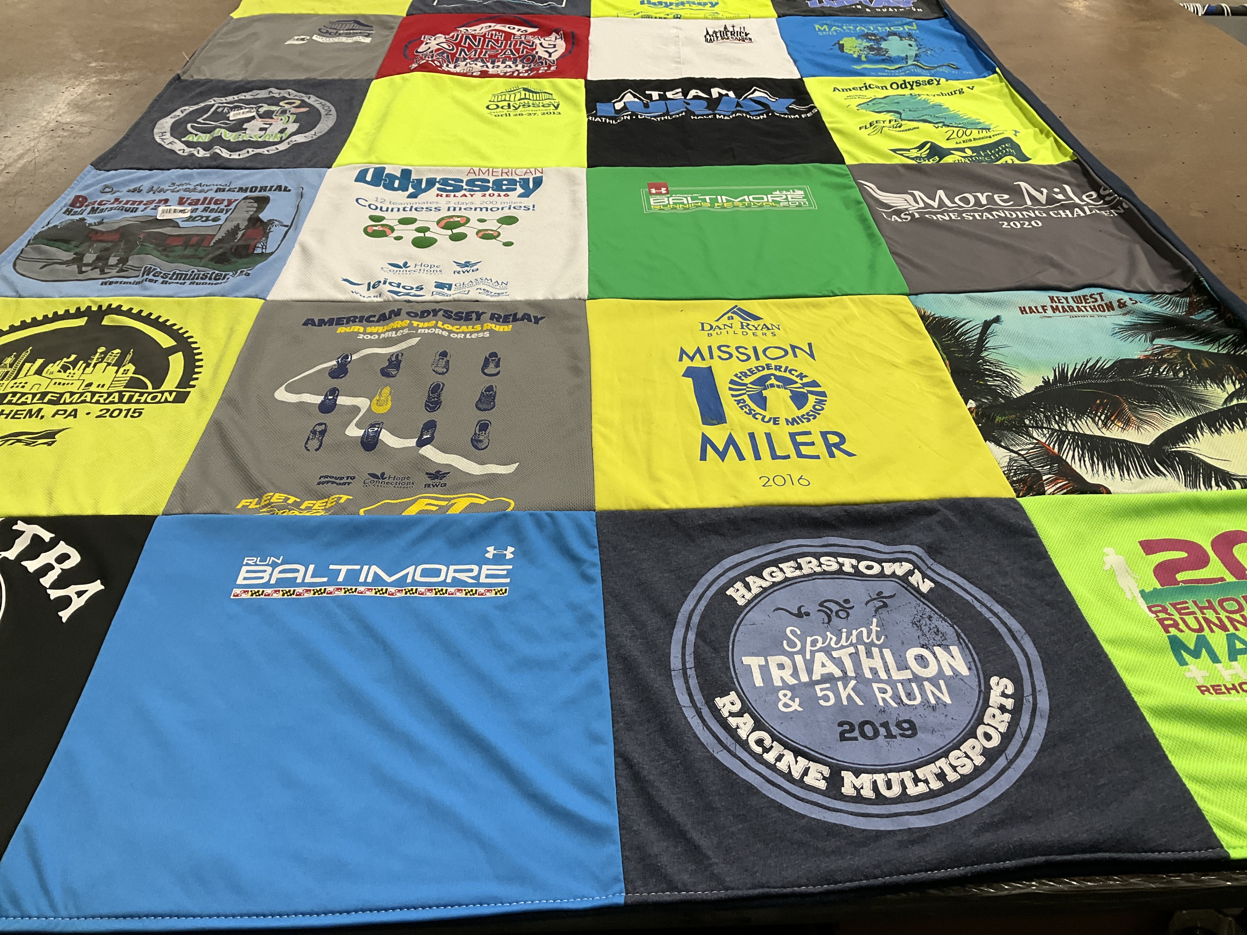 T-shirt quilt with running, marathons themes by Jeffrey from MD