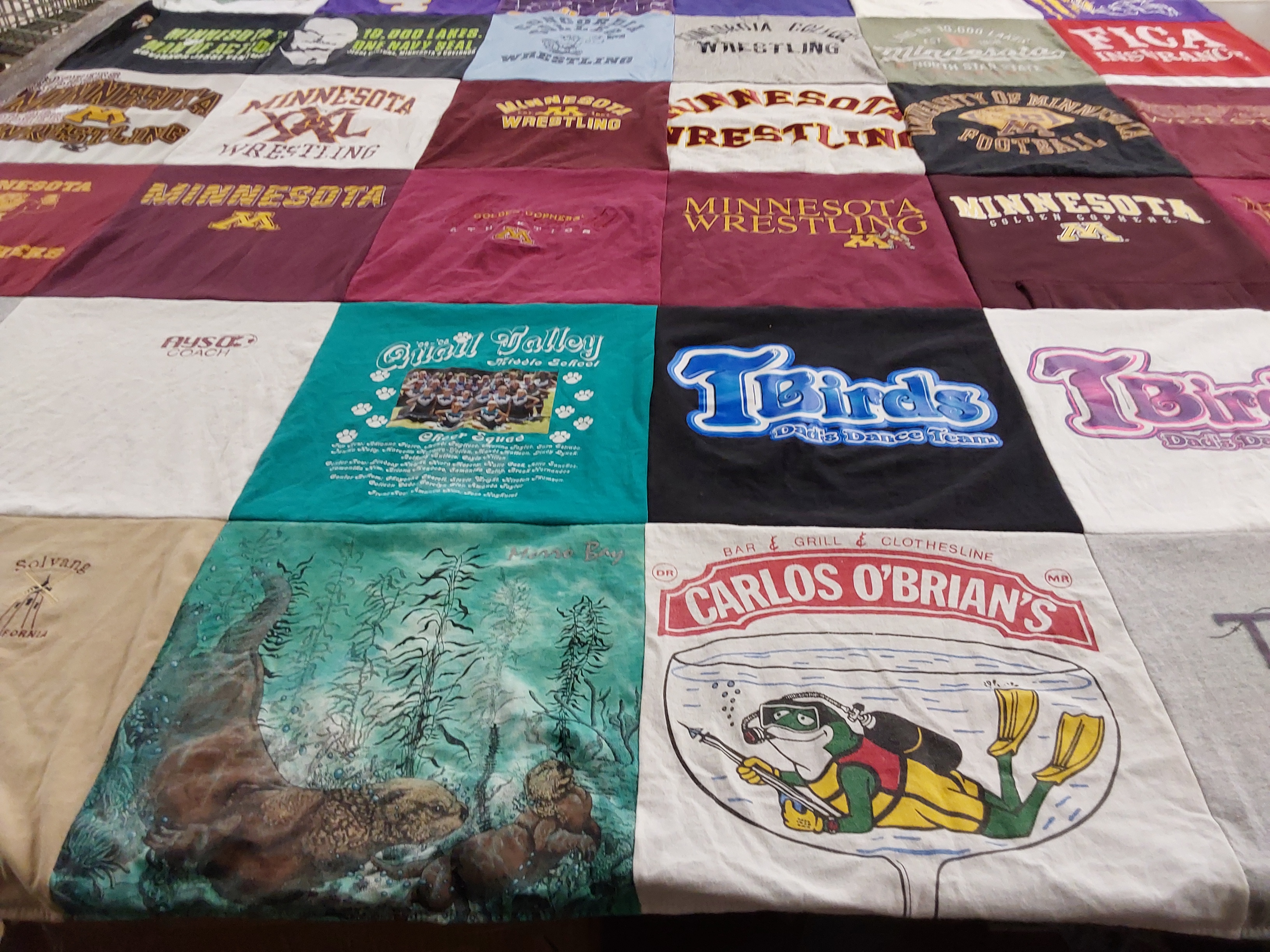 T-shirt quilt featuring gophers by Thomas from CA
