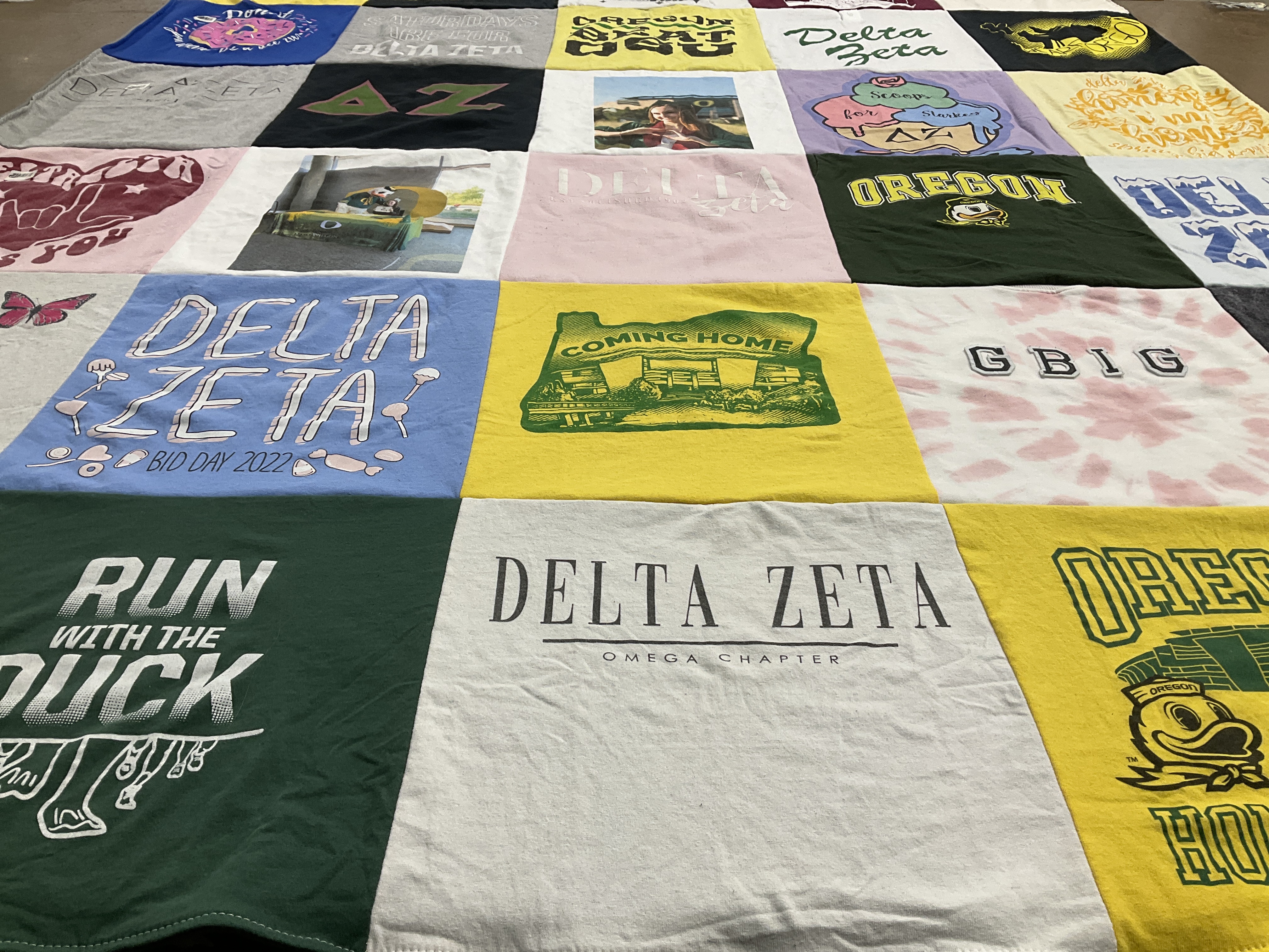 T-shirt quilt from university of oregon by Pam from NV