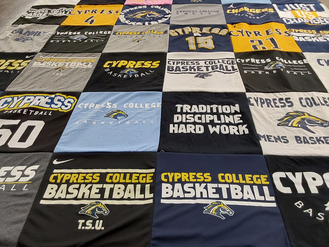 T-shirt quilt featuring cypress college basketball by Dempsey from CA