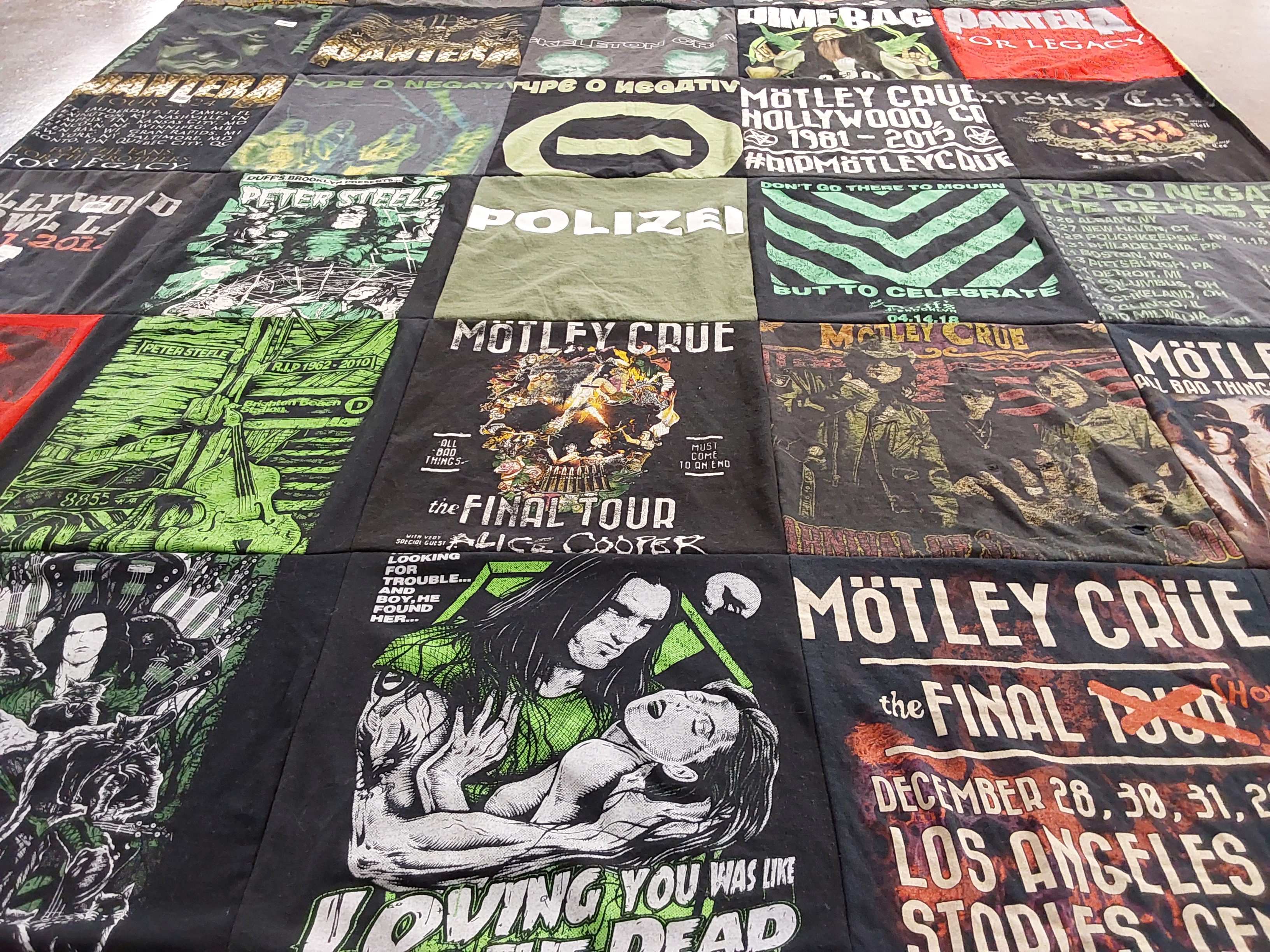 T-shirt quilt with music, rock themes by Brian from WI