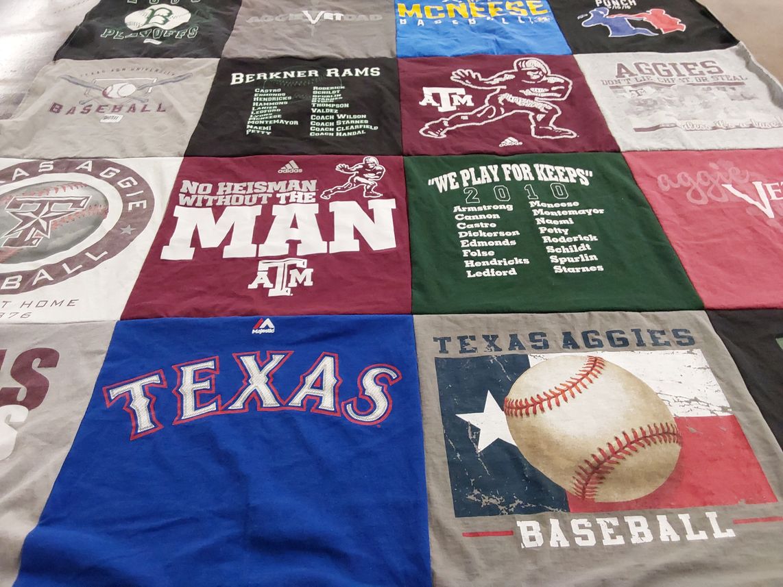 T-shirt quilt featuring texas a&m university baseball, berkner rams by Linda from TX
