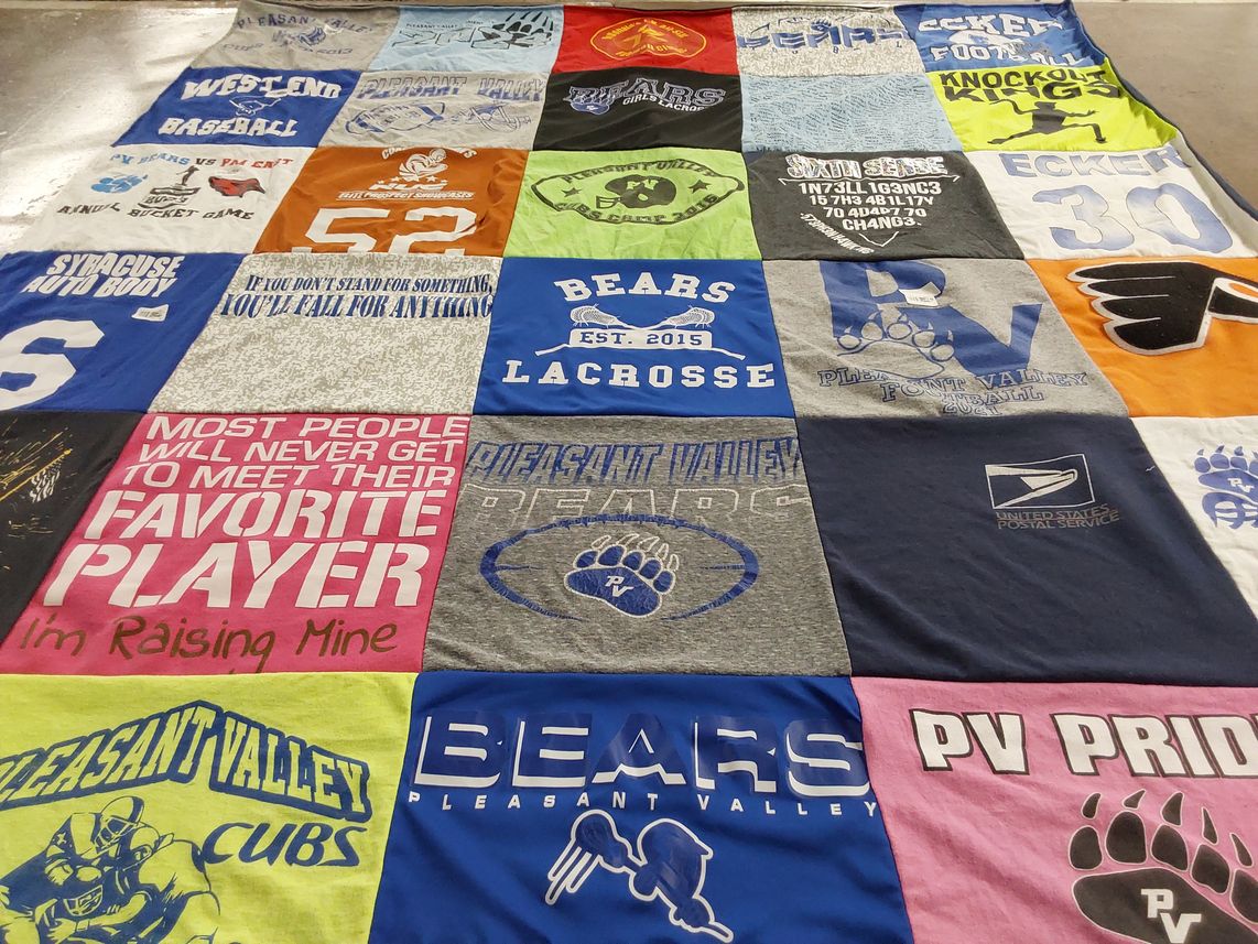T-shirt quilt featuring pleasant valley lacrosse, pleasant valley baseball by Jillian from PA