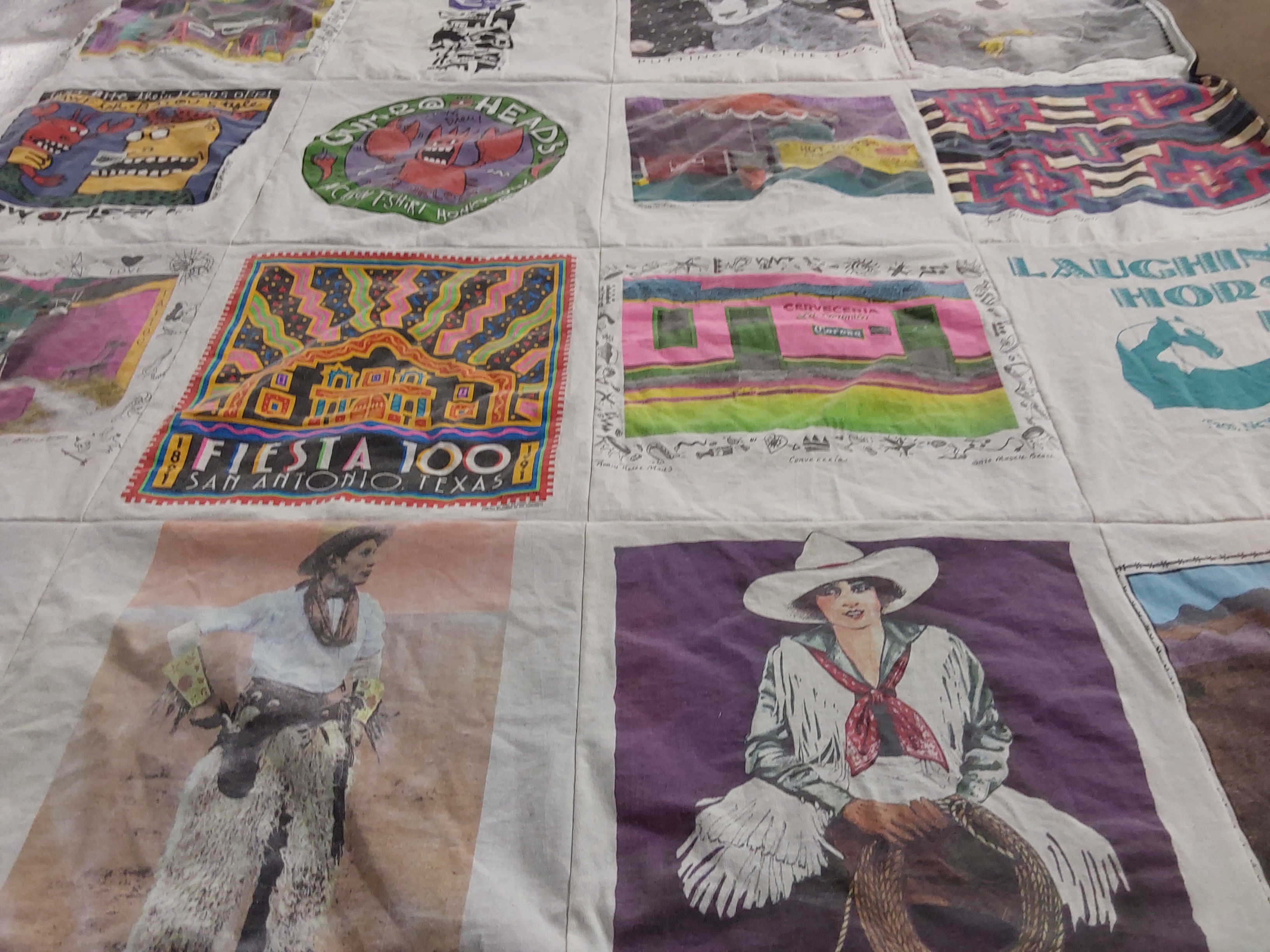 T-shirt quilt with fiestas, cultural events themes by Linda from TX