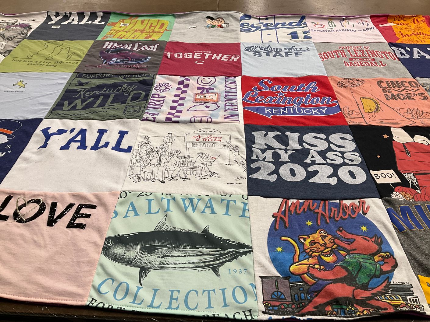 T-shirt quilt featuring south lexington baseball by Joyce from KY