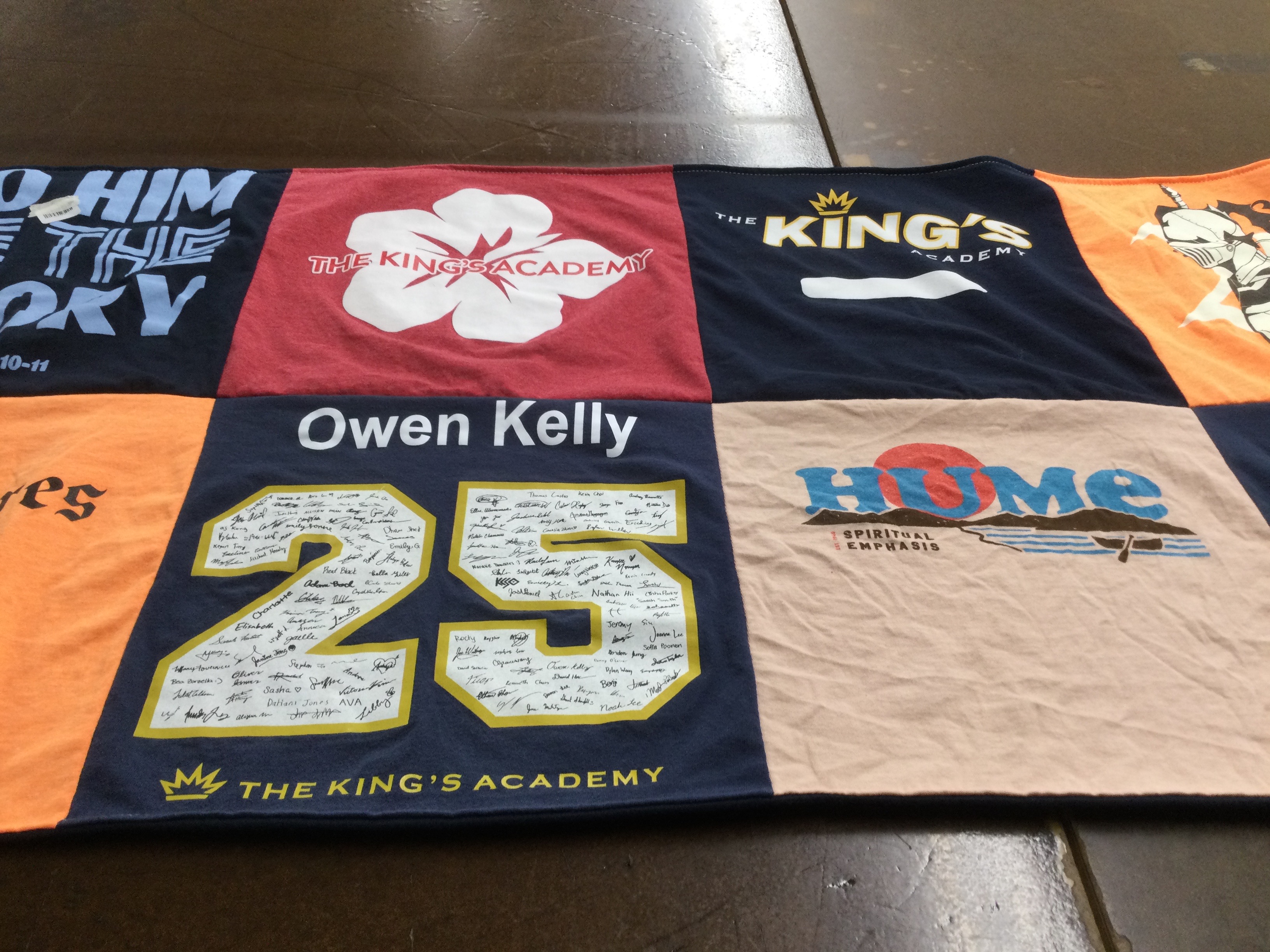 T-shirt quilt from the king's academy by Elizabeth from CA
