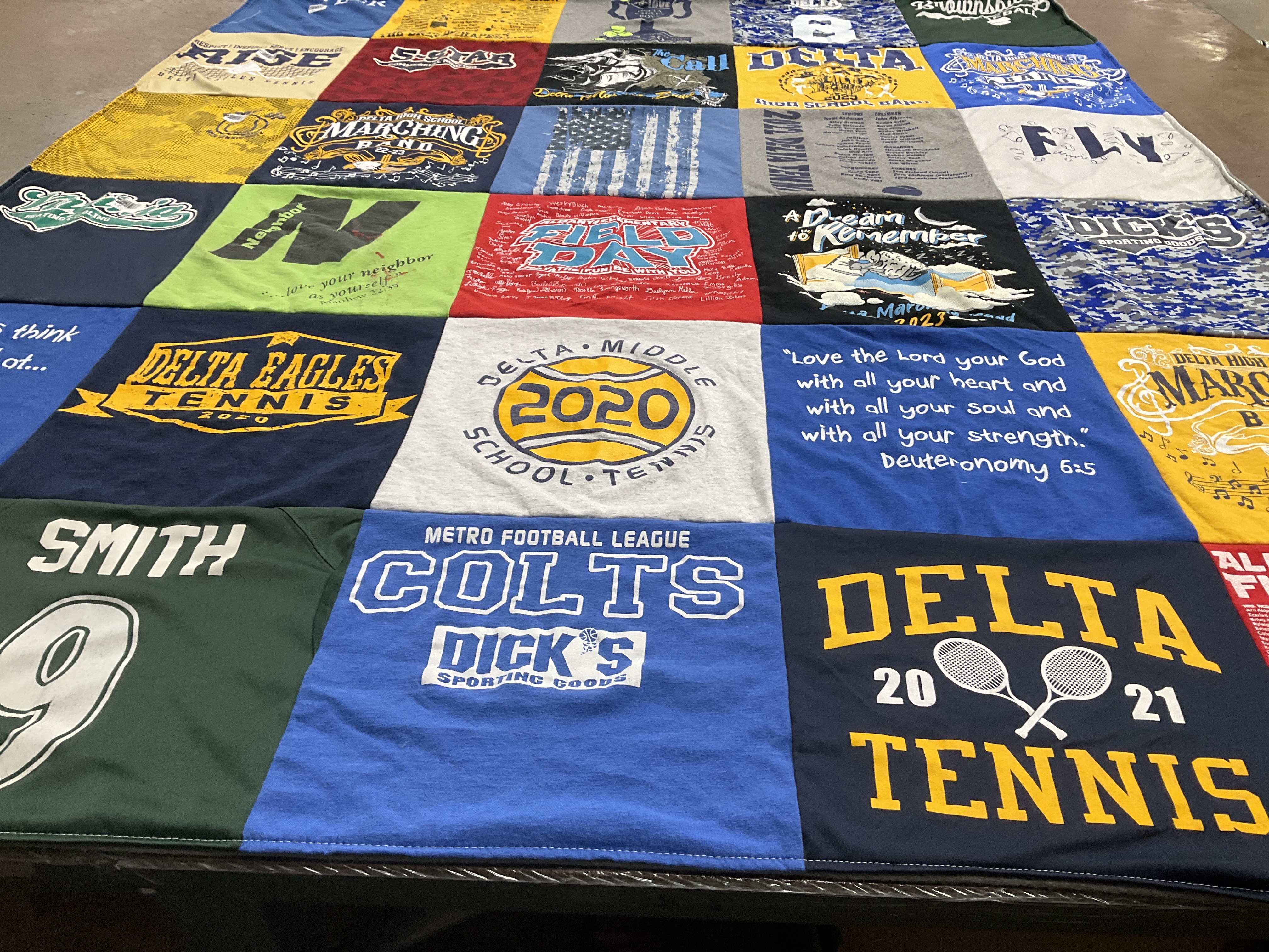 T-shirt quilt featuring delta tennis, colts by Stephanie from IN