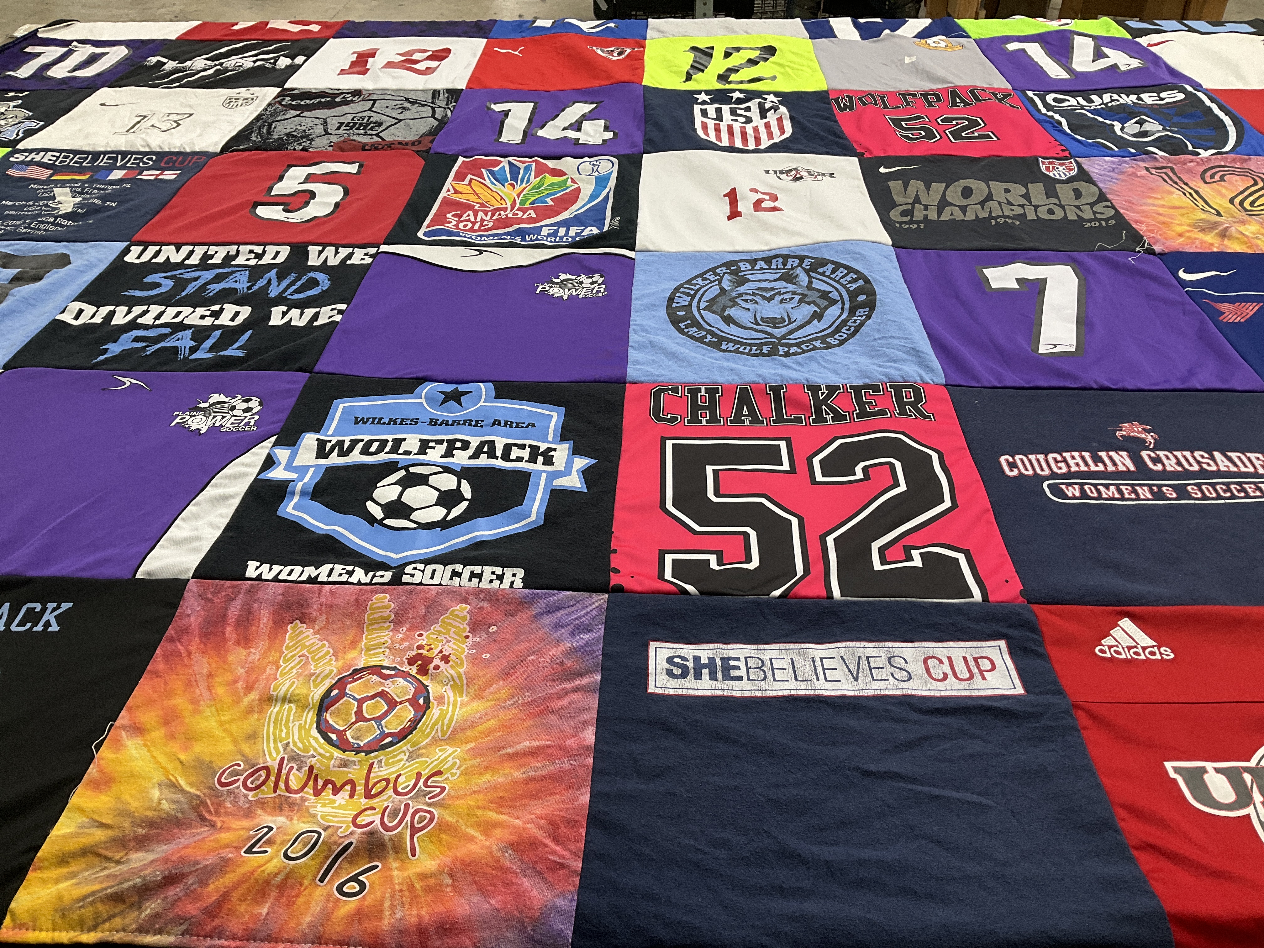 T-shirt quilt featuring coughlin crusaders women's soccer, wilkes-barre area wolfpack women's soccer by Madison from PA