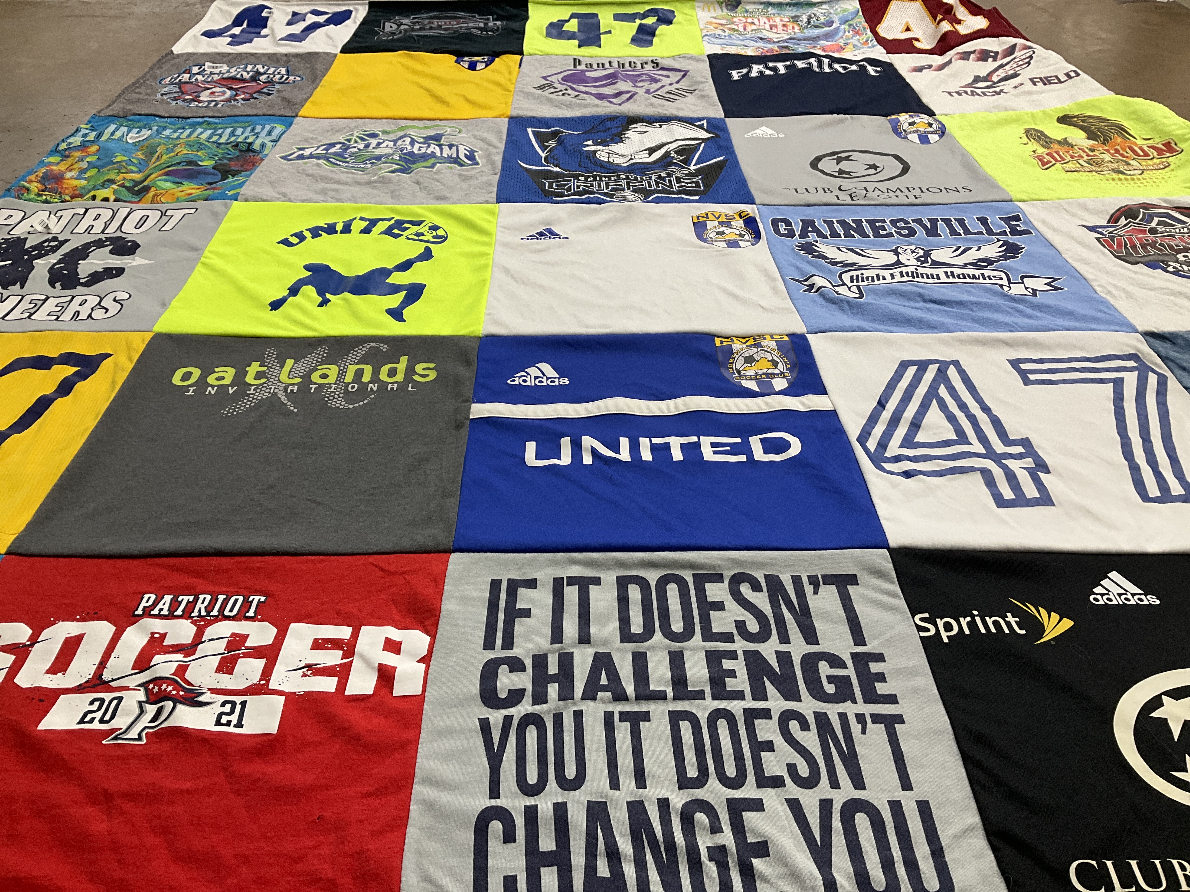 T-shirt quilt featuring patriot soccer by Pauline from VA