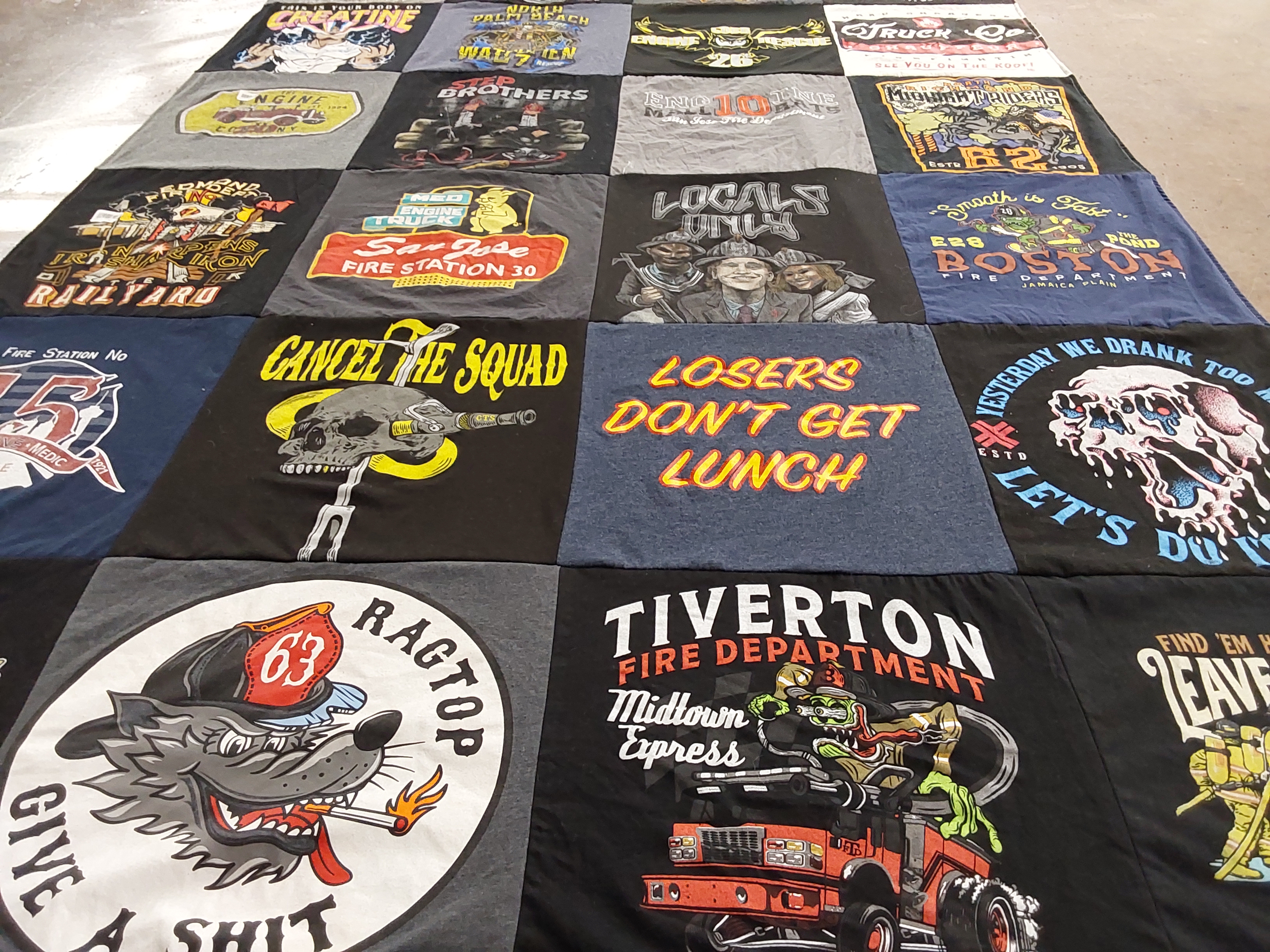 T-shirt quilt with firefighting, local culture themes by Chesney from GA