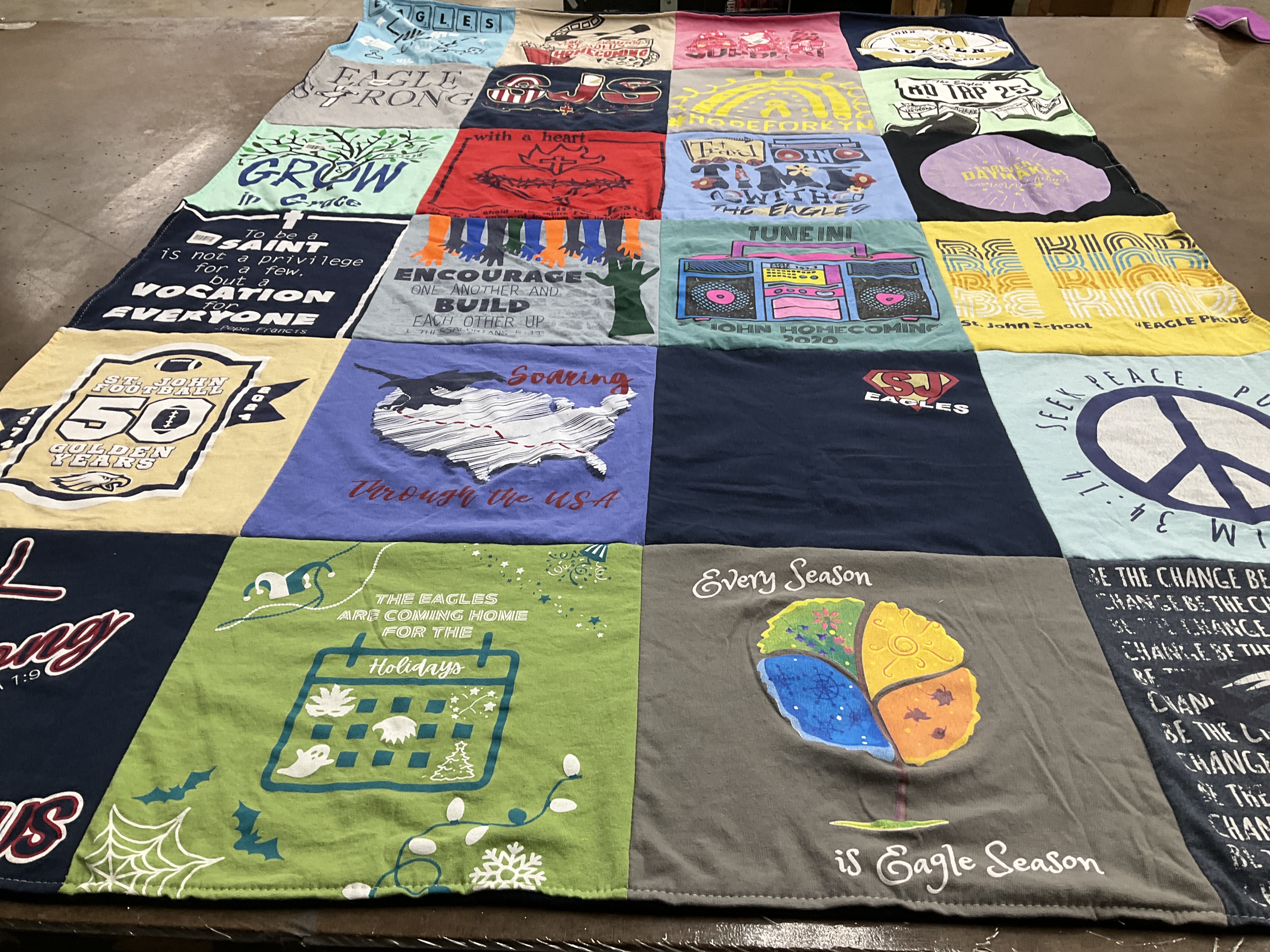 T-shirt quilt featuring st. john eagles by Cherie from LA