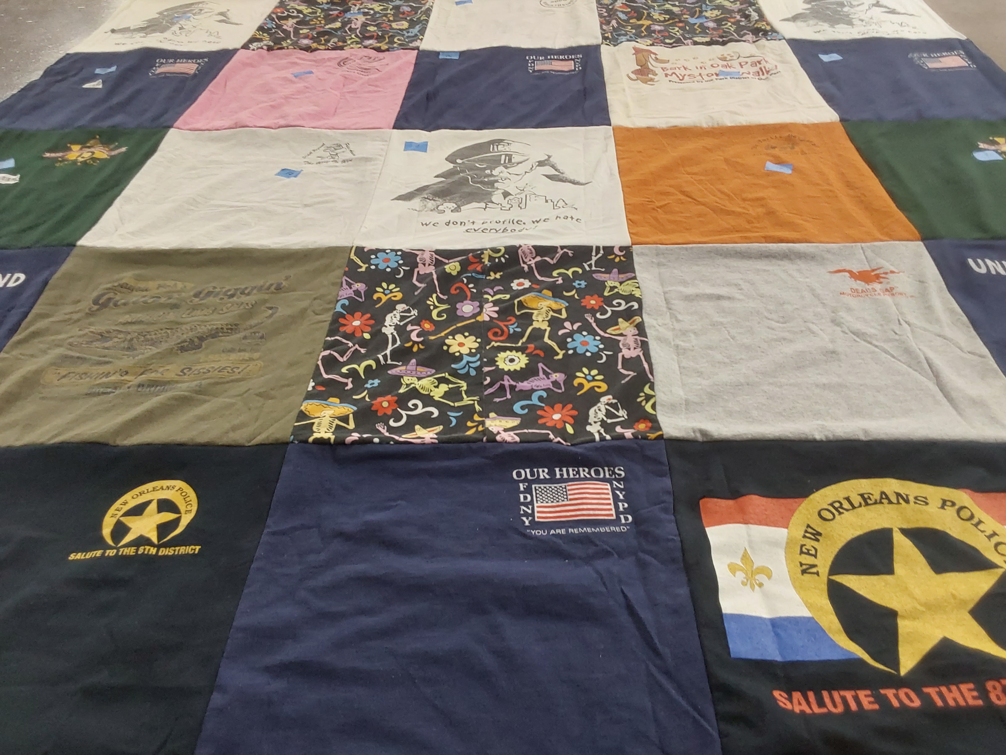 T-shirt quilt with cooking, festivals themes by Alexandra from TN