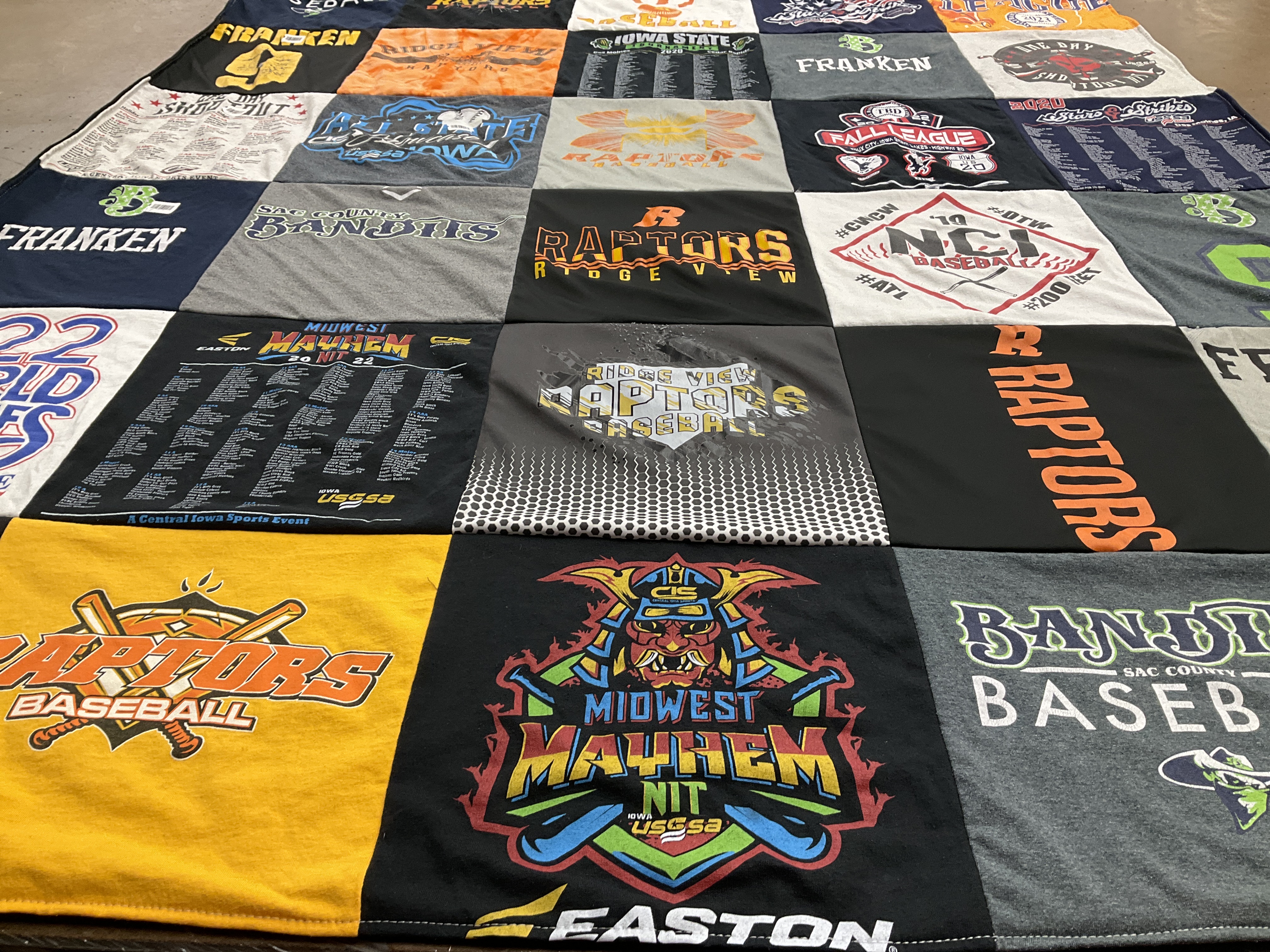 T-shirt quilt featuring raptors baseball by Brenna from IA