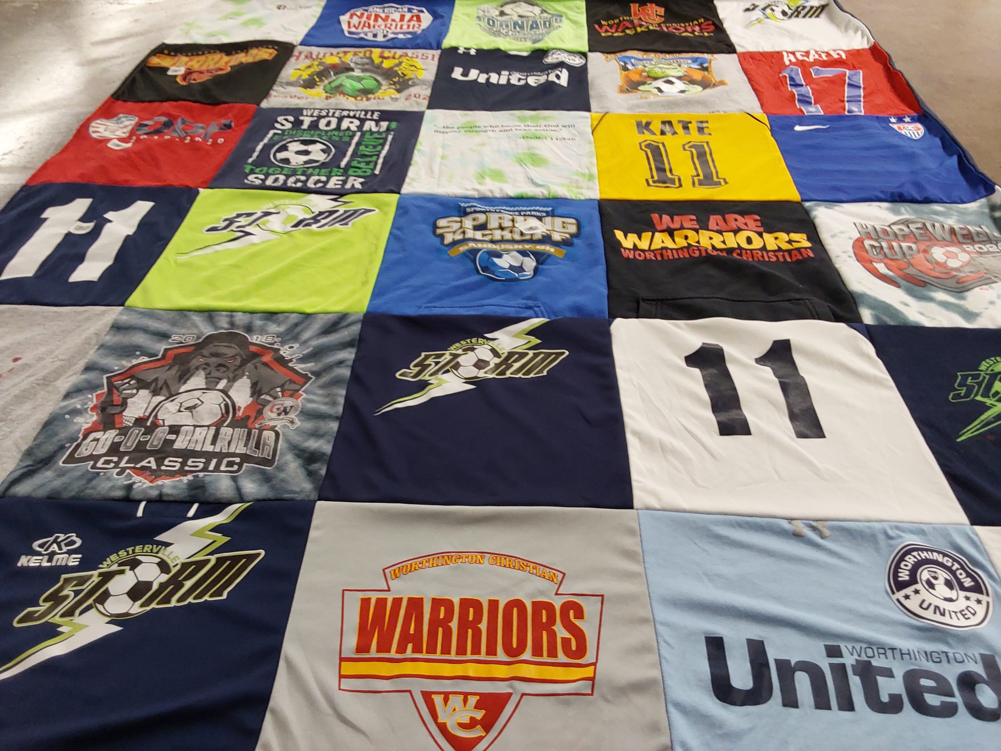 T-shirt quilt featuring worthington united, westerville storm by John from OH