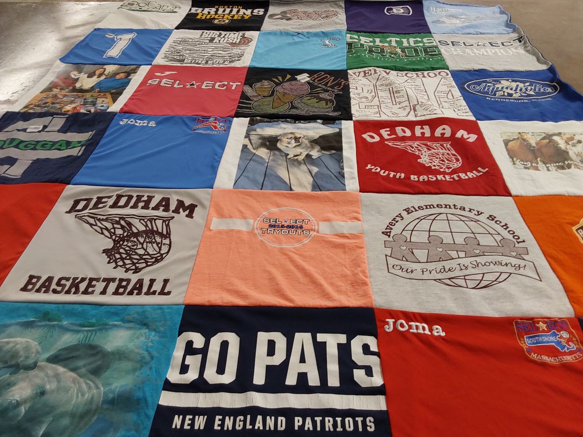 T-shirt quilt featuring new england patriots, boston celtics by Victoria from MA