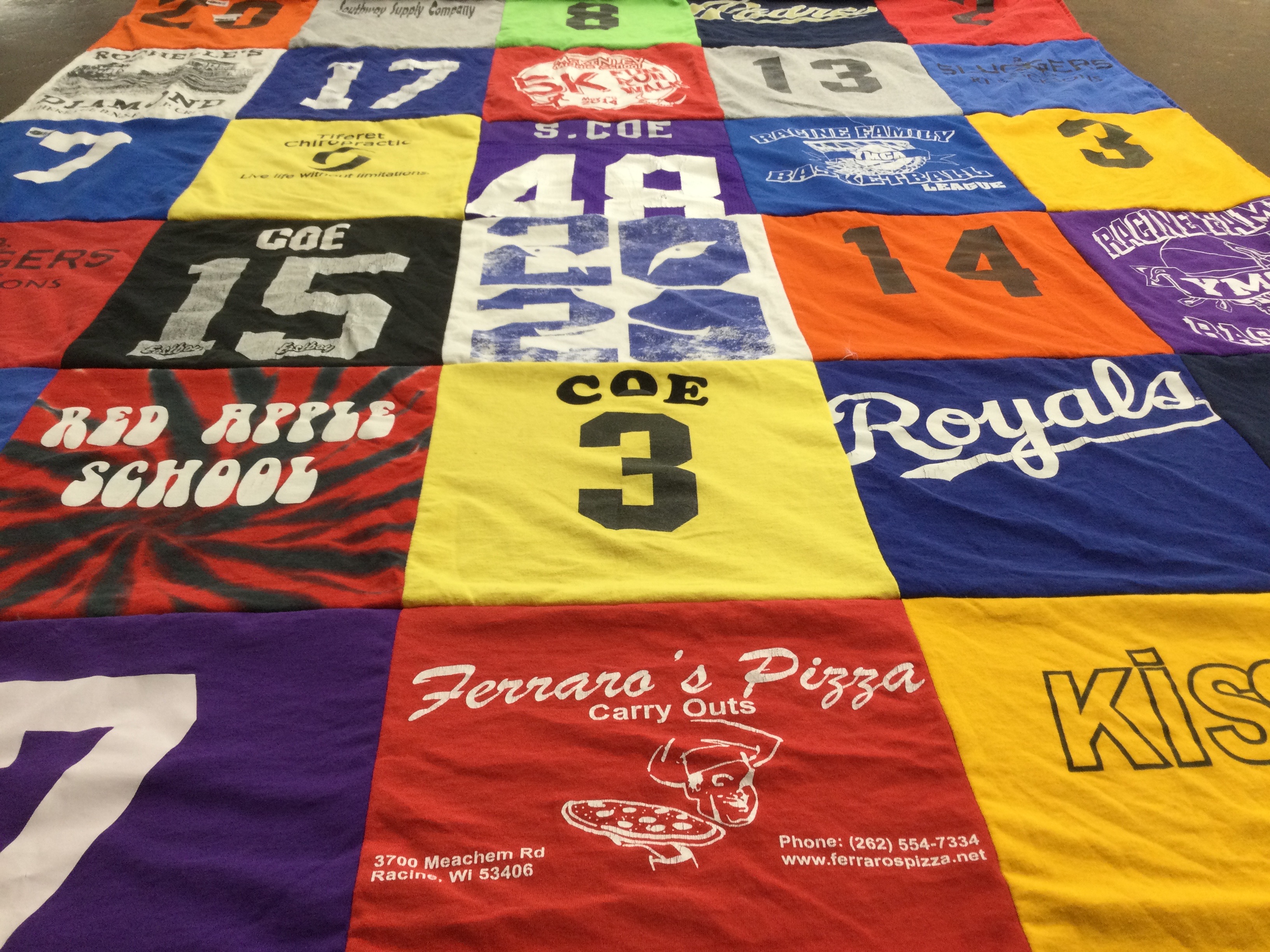 T-shirt quilt featuring royals, racine family basketball league by holly from WI