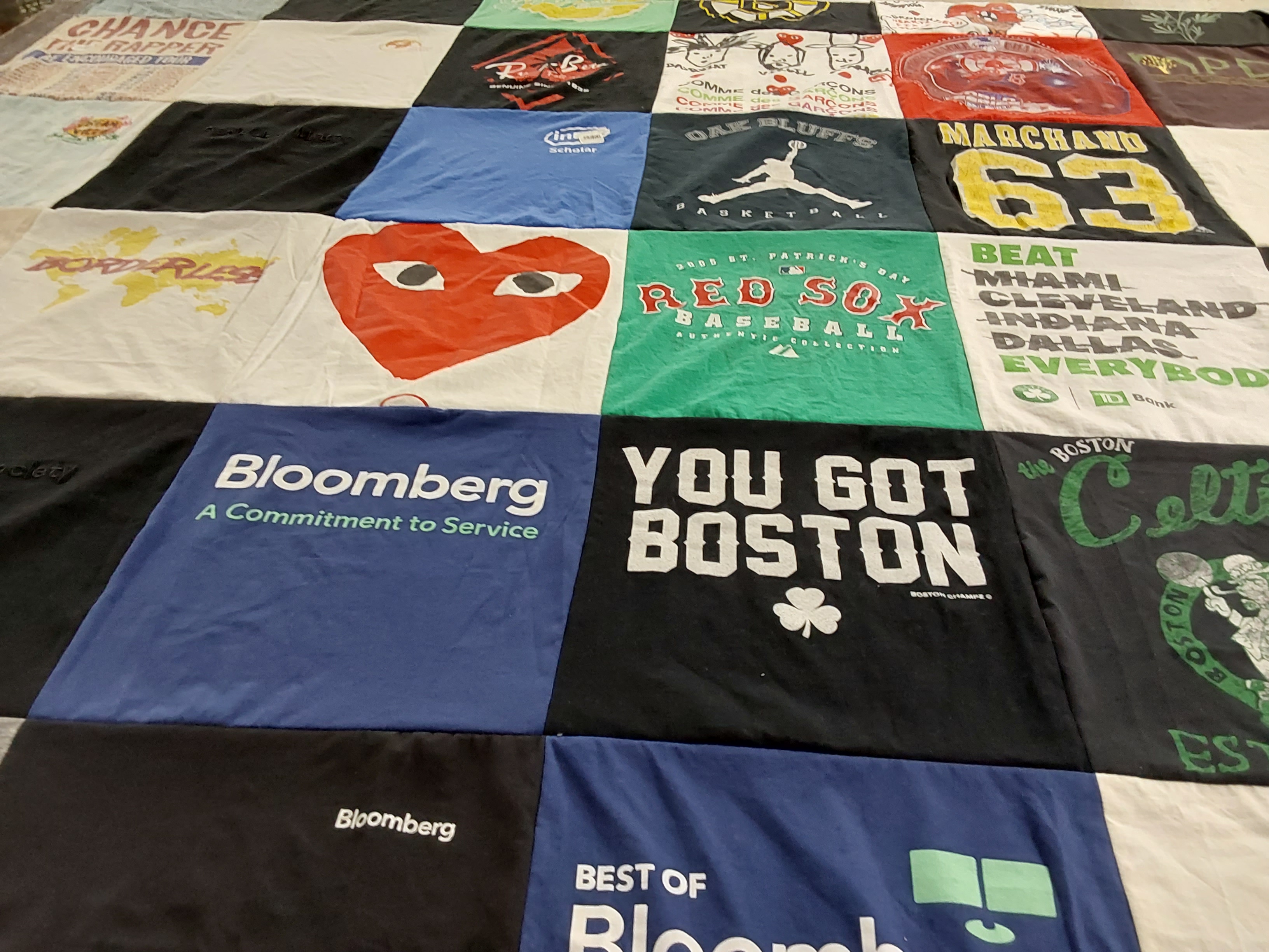 T-shirt quilt featuring boston celtics, boston red sox by Haley from NY
