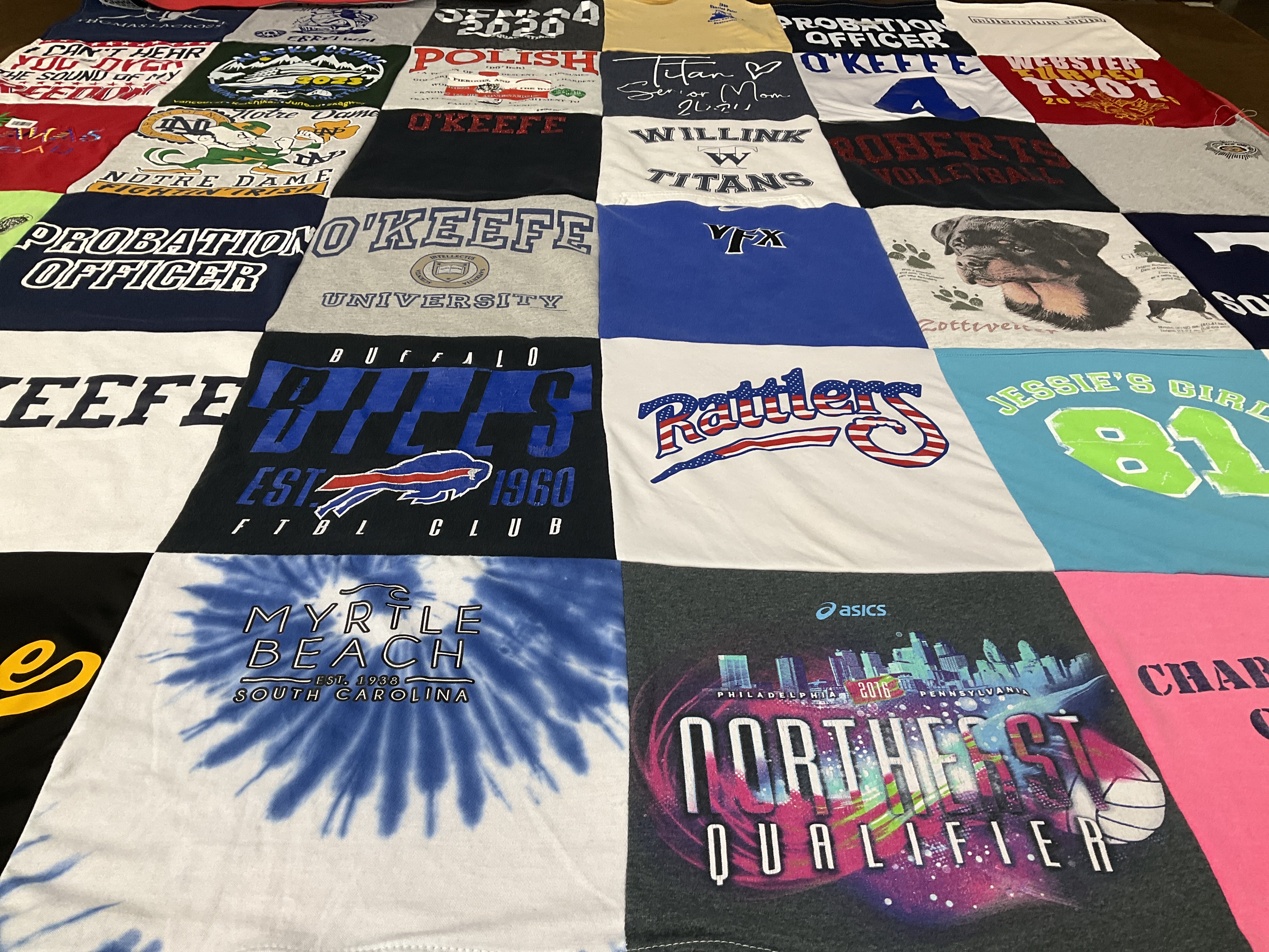 T-shirt quilt featuring buffalo bills, rattlers volleyball by Lynn from NY