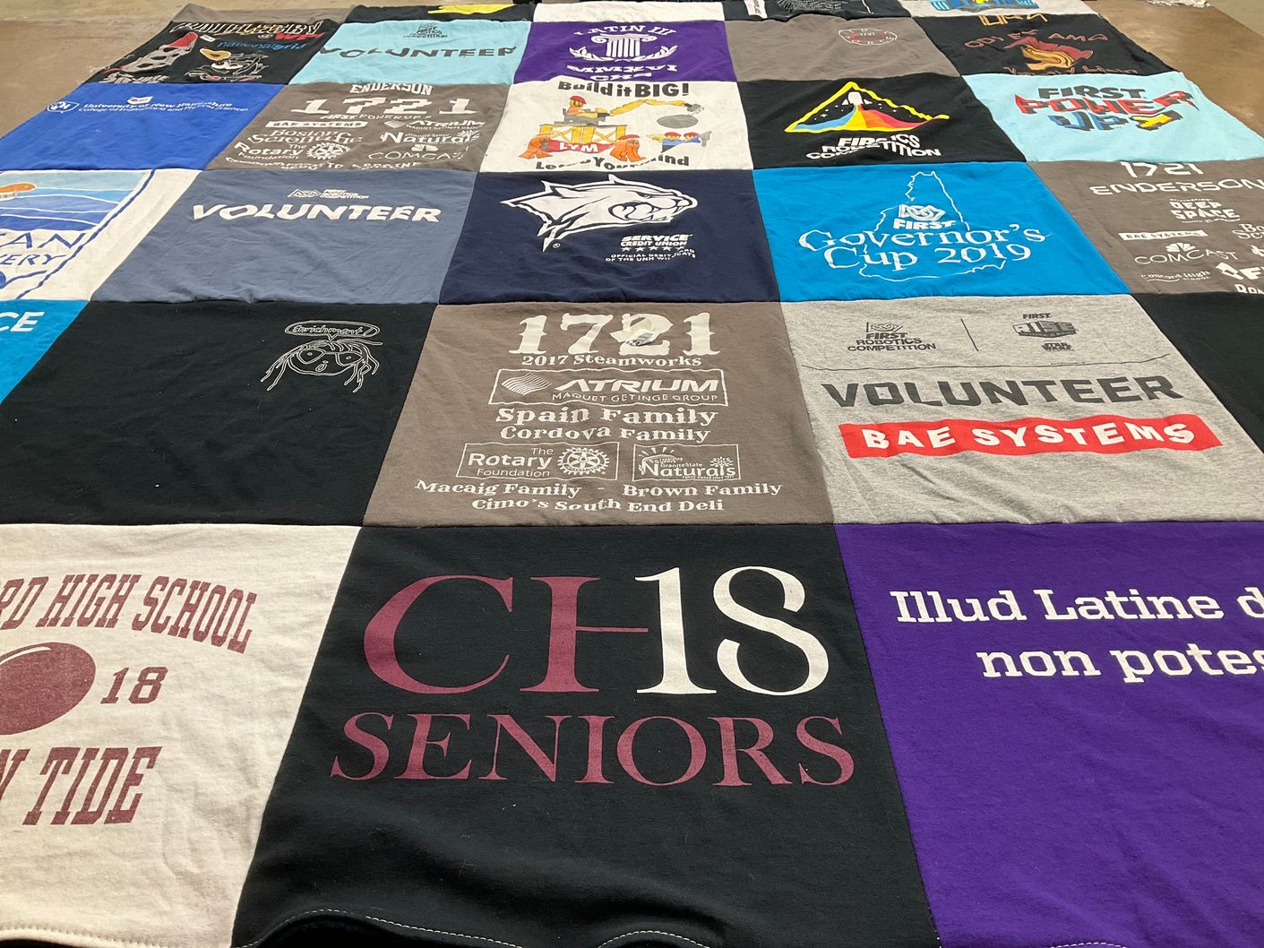 T-shirt quilt from high school by Audrey from NH