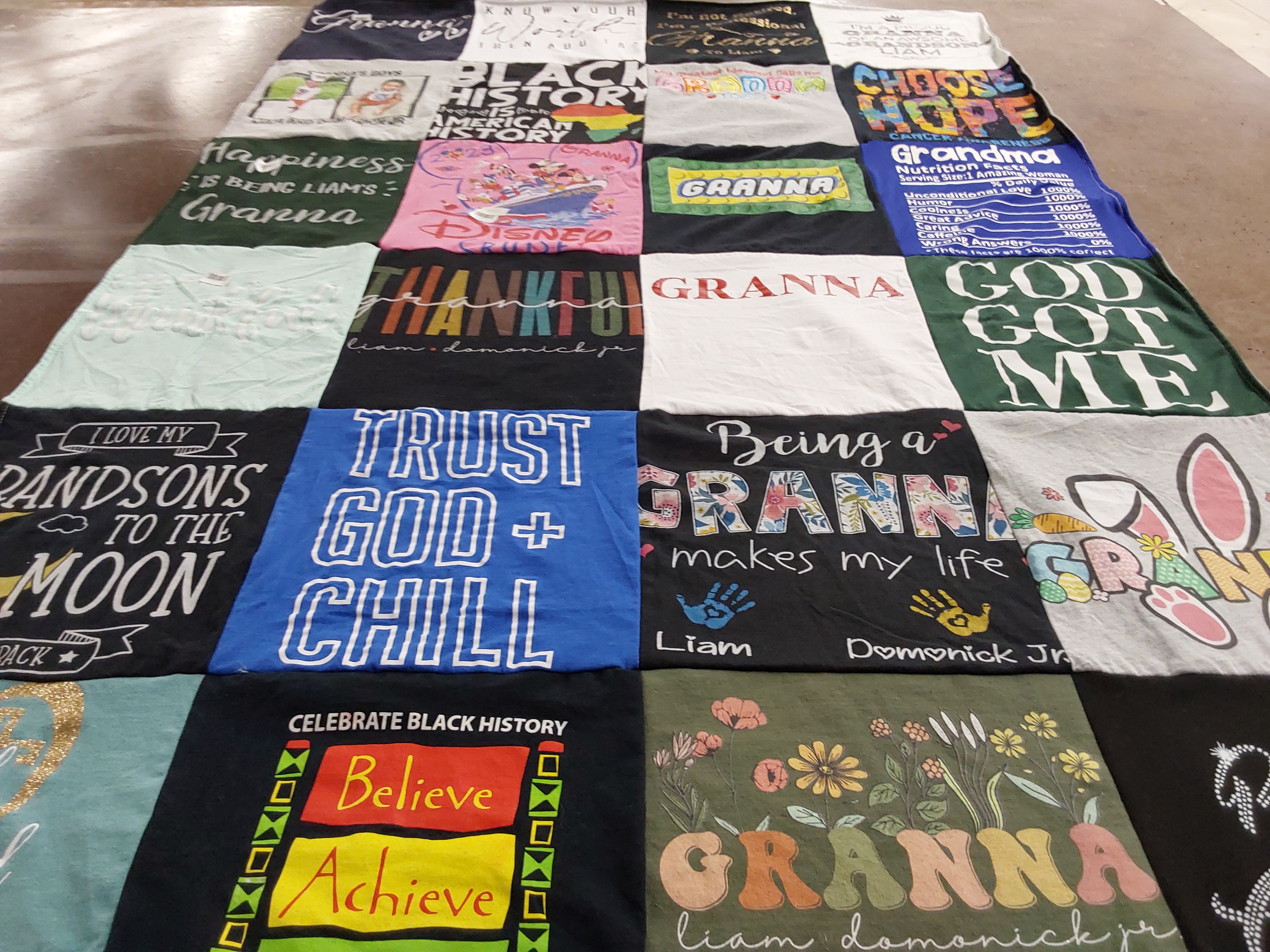 T-shirt quilt with family, history themes by Stacy from MD