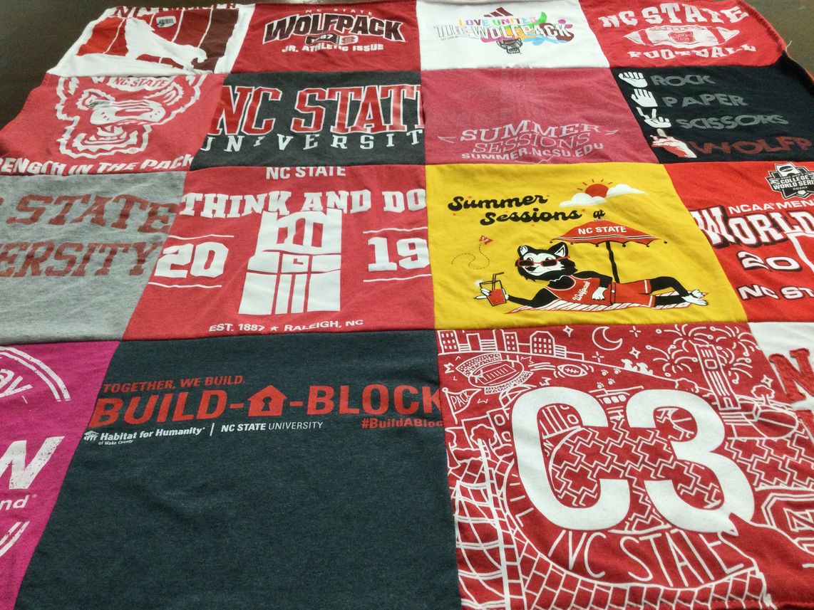 T-shirt quilt featuring nc state wolfpack by Jeff from NC