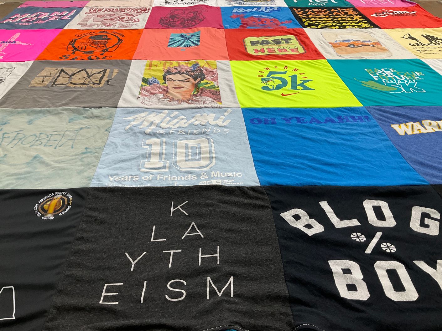 T-shirt quilt with music, running themes by Shannon from FL