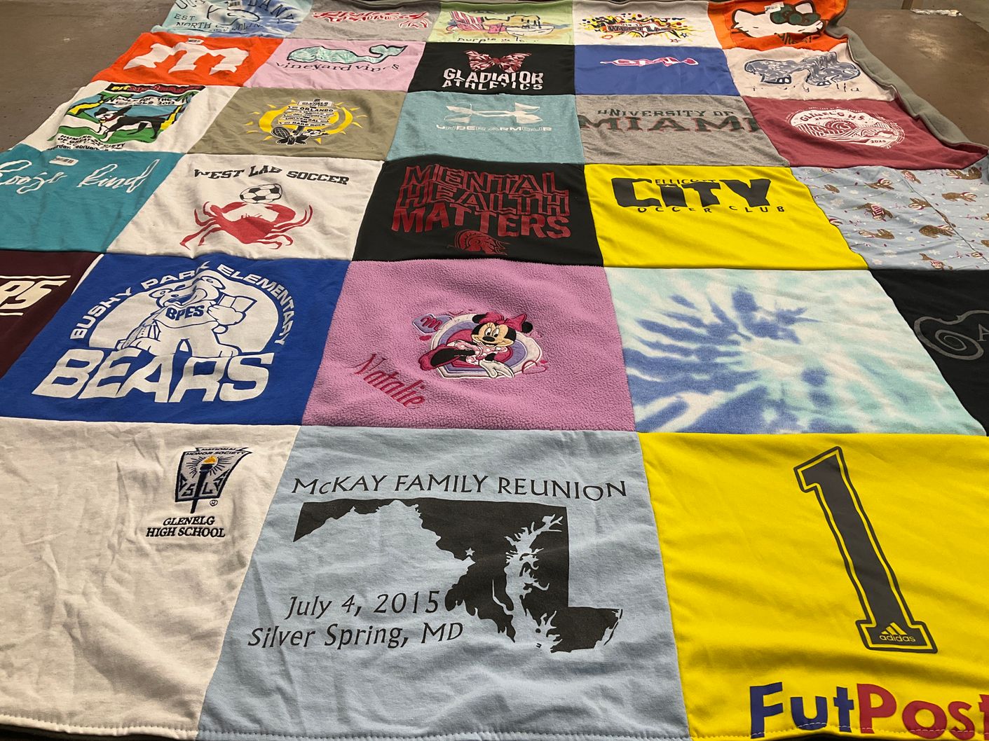 T-shirt quilt from glenelg high school, university of miami by Wendy from MD