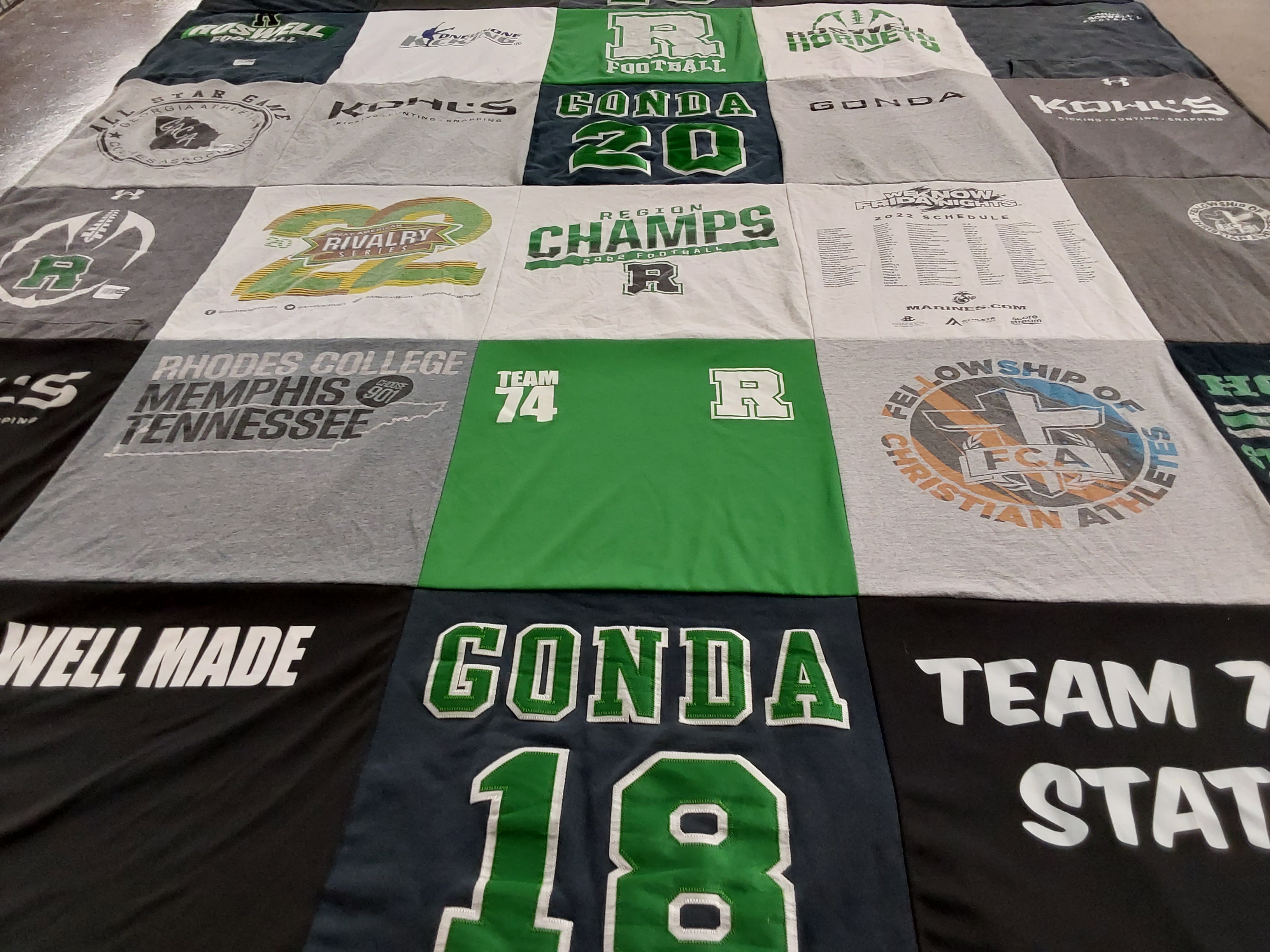 T-shirt quilt featuring football team by Mo from GA