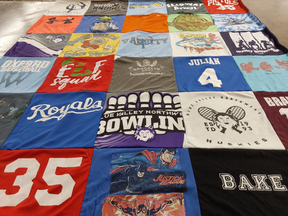 T-shirt quilt from blue valley northwest high school, oxford high school by Cory from KS
