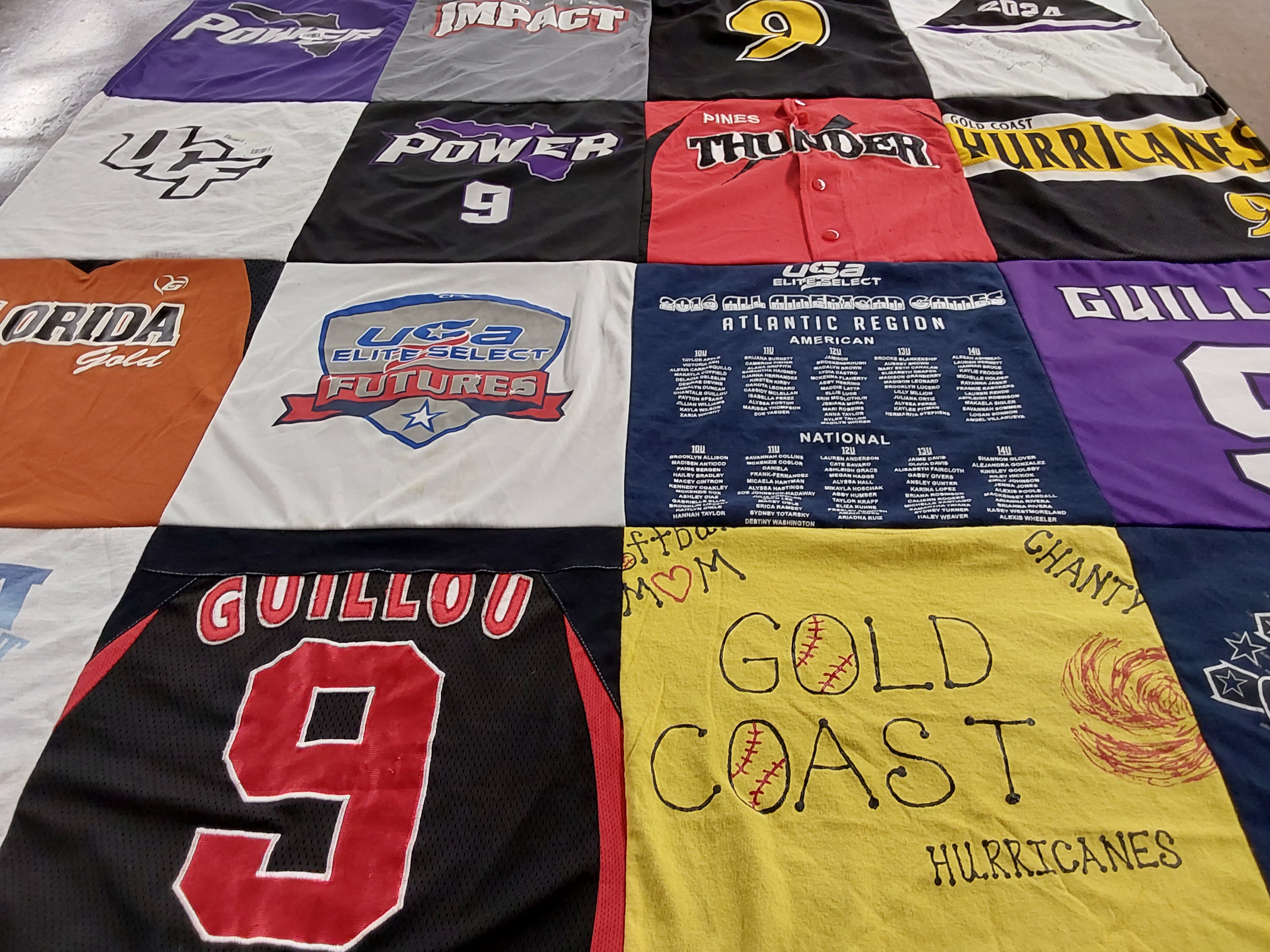T-shirt quilt featuring pines thunder, gold coast hurricanes by Daisy from FL