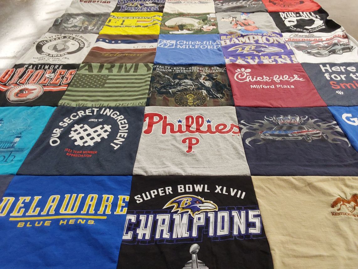 T-shirt quilt featuring baltimore ravens, philadelphia phillies by Carla from DE