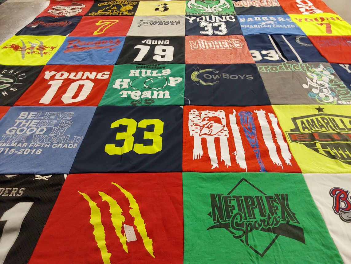 T-shirt quilt from amarillo college by Santiago from TX