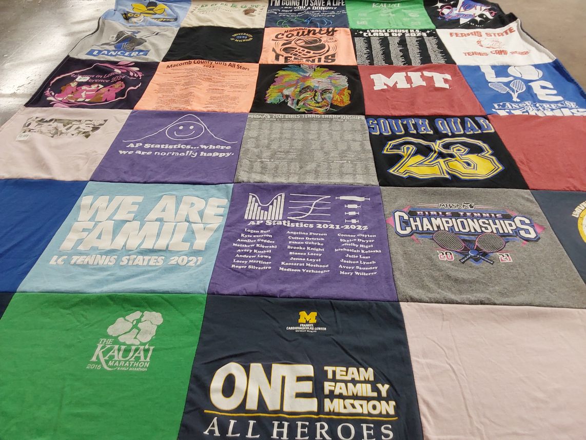 T-shirt quilt featuring lc tennis by Rie from MI